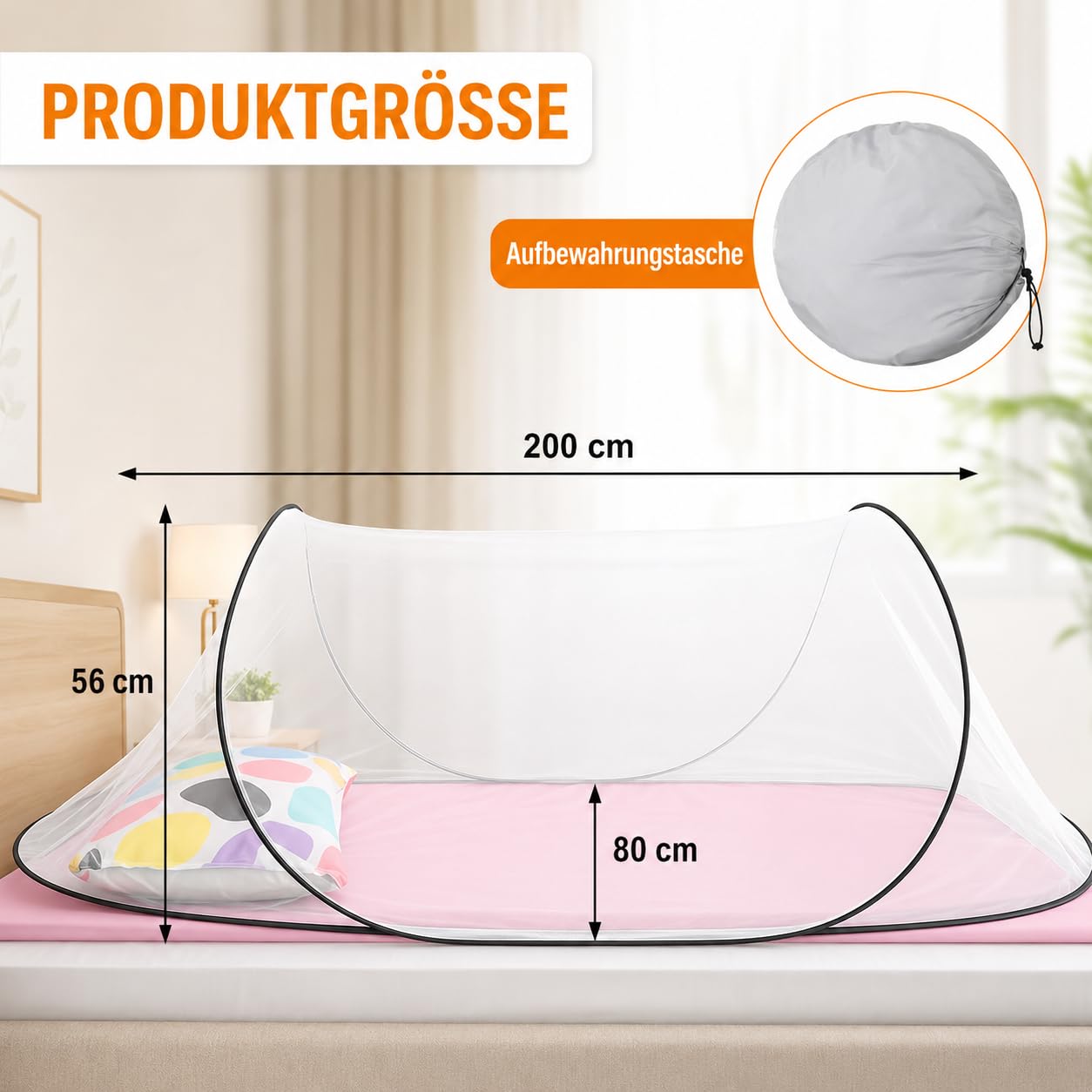 Moskitonetz Pop Up,Großes Pop-up-Moskitonetz,Moskitonetz für das Bett – ideal für Outdoor-Sportler, Camping, Strand und sternenklare Nächte