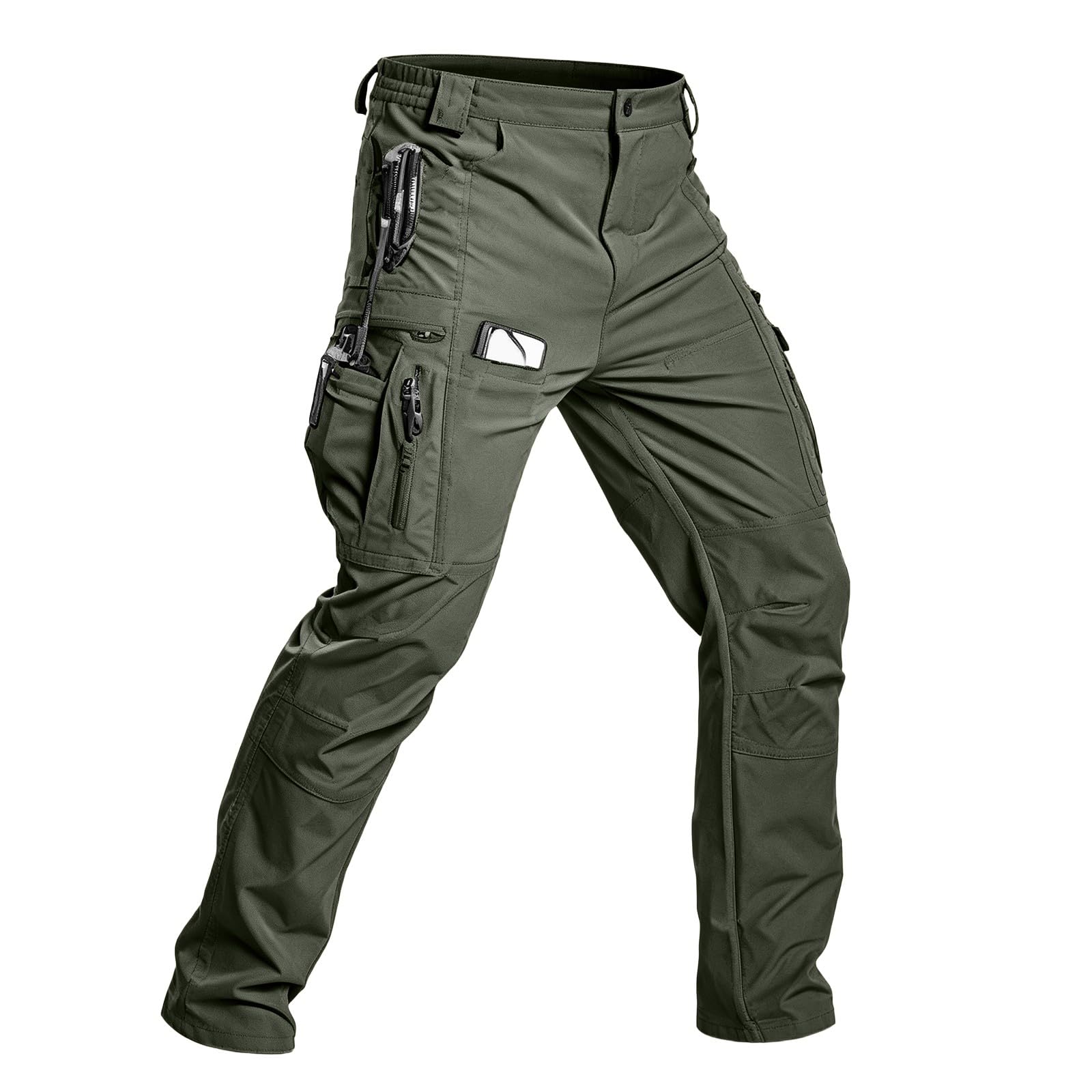 Pantaloni da lavoro da uomo, robusti, con tasche con chiusura lampo | Pantaloni da lavoro impermeabili, ad asciugatura rapida, per attività all'aperto, trekking, tempo libero, jogging, funzionali