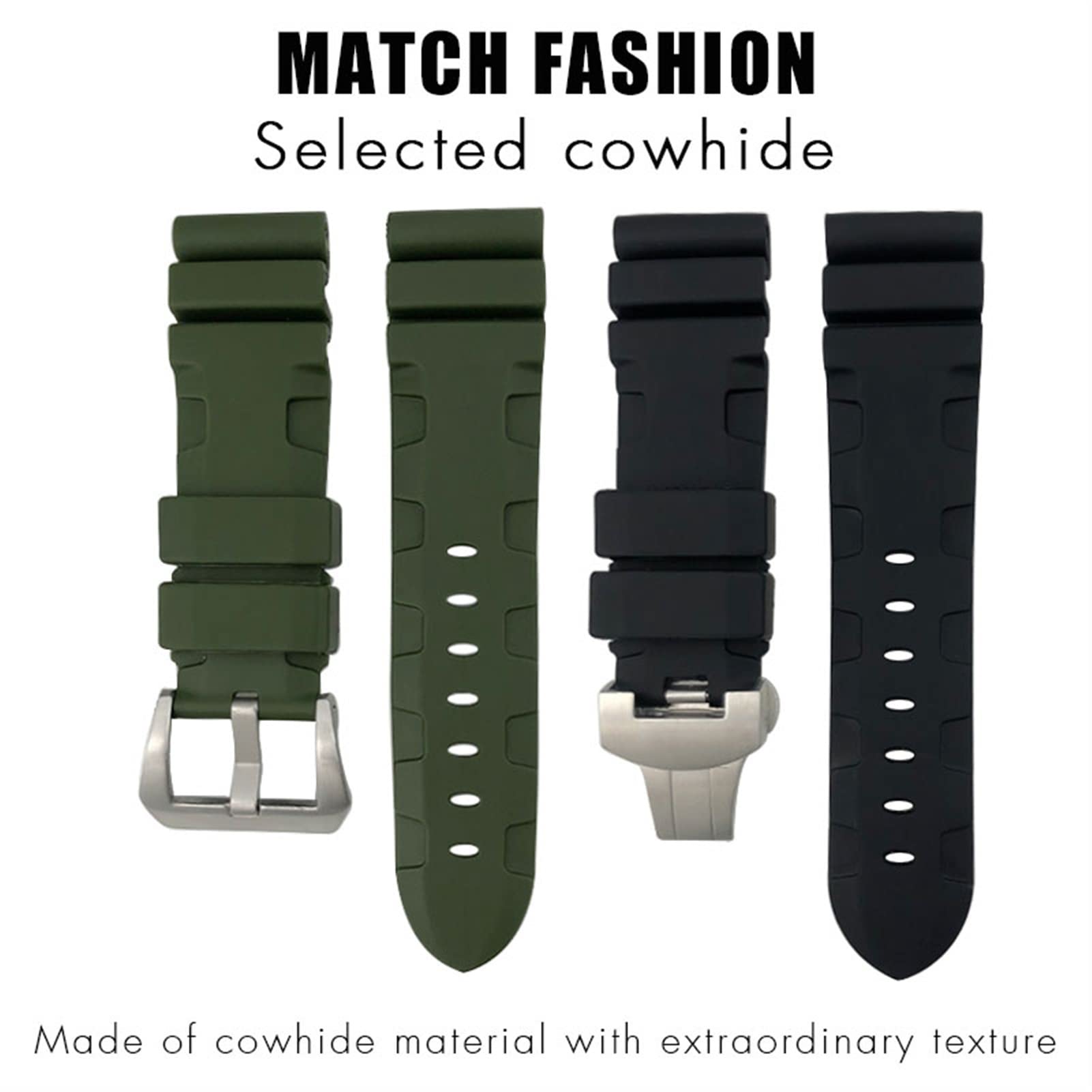 SERDAS Correa De Reloj De Goma De 22mm, 24mm, 26mm, Correa De Reloj De Silicona Apta Para Panerai Sumergible Luminor PAM, Pulsera Impermeable Verde Azul