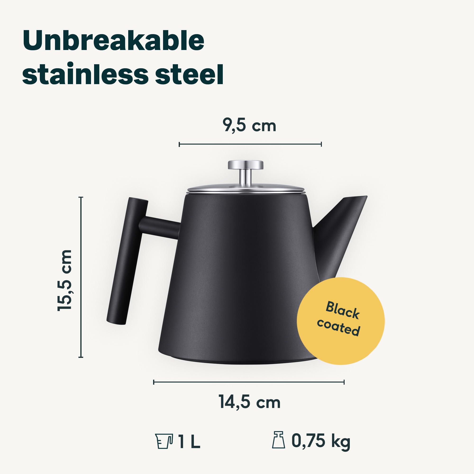 SILBERTHAL Théière avec Filtre et Bouilloire à induction 2,8 l - Inox Double Paroi - 1 Litre - Garde la Chaleur - pour camping et cadeaux