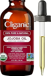 Cliganic USDA Organic Jojoba Oil, 100% Pure (2oz) | Natural Cold Pressed Unrefined Hexane Free Oil for Hair & Face | Base ...