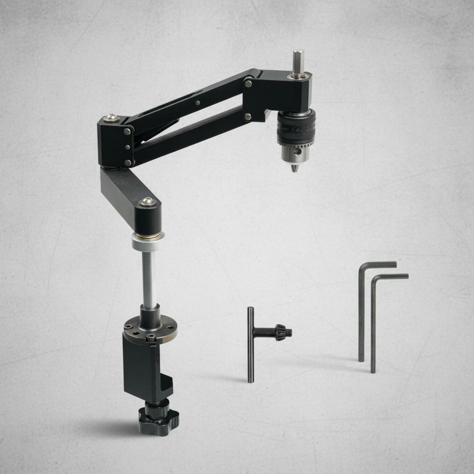 Harilla Braccio Maschiatore in Alluminio Supporto Maschiatrice Braccio a Braccio Oscillante Mandrino 15-10mm Struttura Solida in Lega CNC Adatto per Meccanica di Precisione Banco da Lavoro Laboratorio