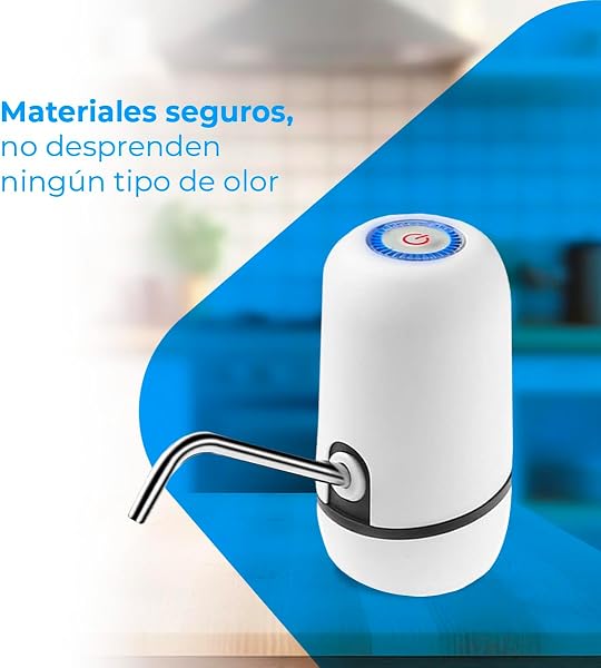NK Dispensador de Agua Fría Automático, Carga USB, Dosificador de Acero, sin BPA, 1200mAh, Transportable, para Garrafas y Botellas 1.5L, 5.7L, 10L, 11.3L, 15L, 18.9L - Color Blanco - 4