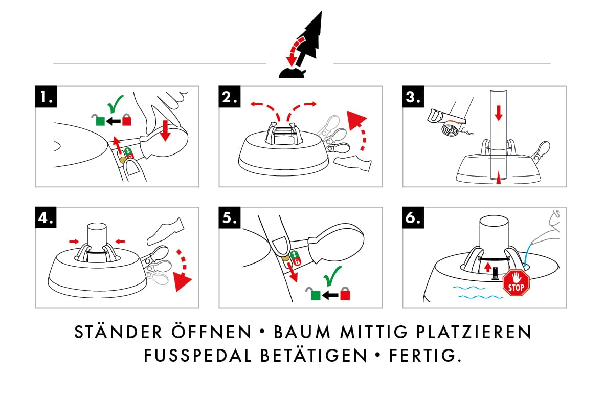 KRINNER® X-Series Christbaumständer X-260 Weihnachtsbaumständer NEU inkl. Fußpedal und 3,5 Liter Wassertank für Baumhöhe bis 2,6m Made IN Germany 94325