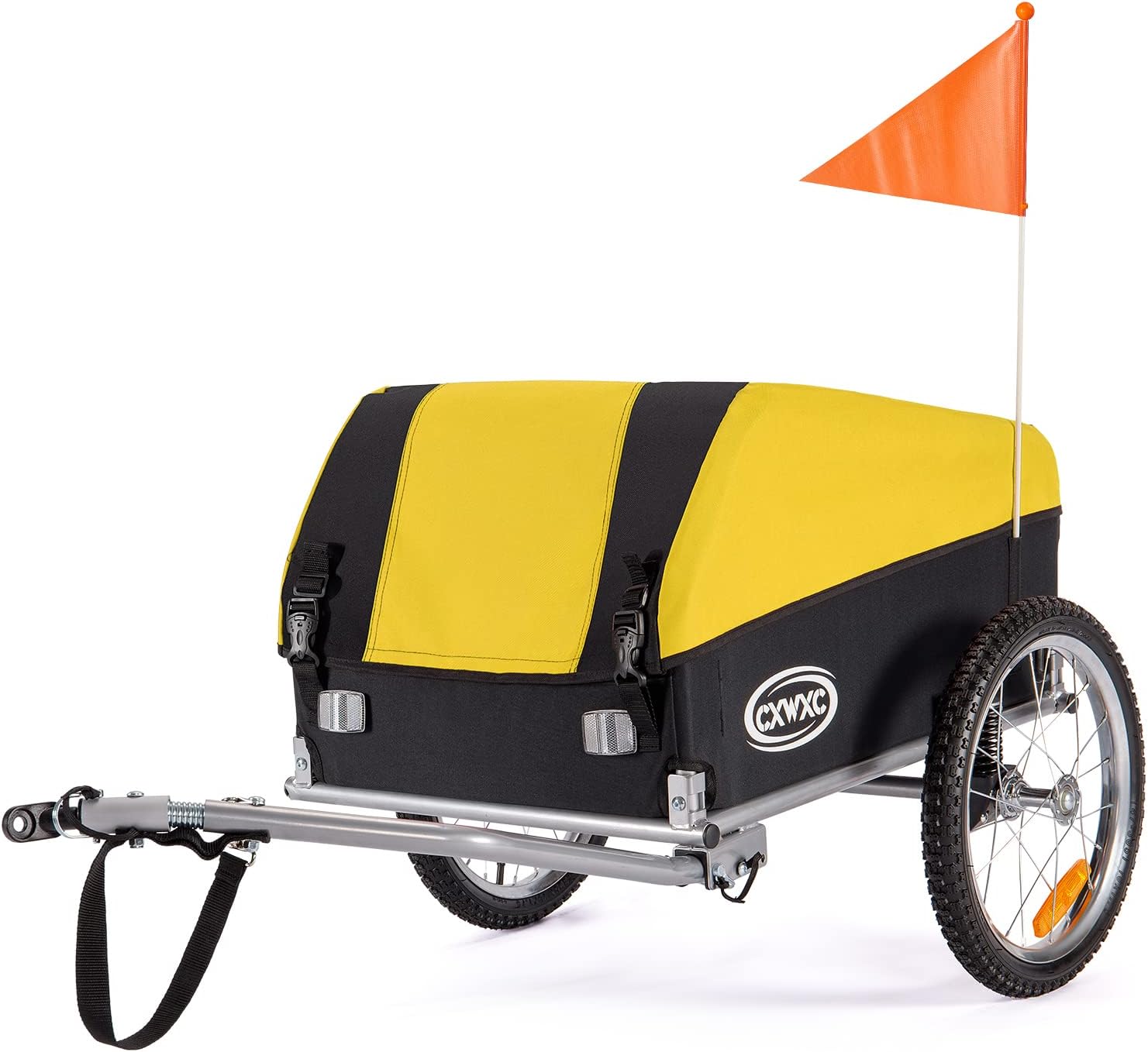 Amazon CXWXC サイクルトレーラー 自転車 トレーラー 折りたたみ 耐荷重40kg 防水カバー付き イエロー(CX20218