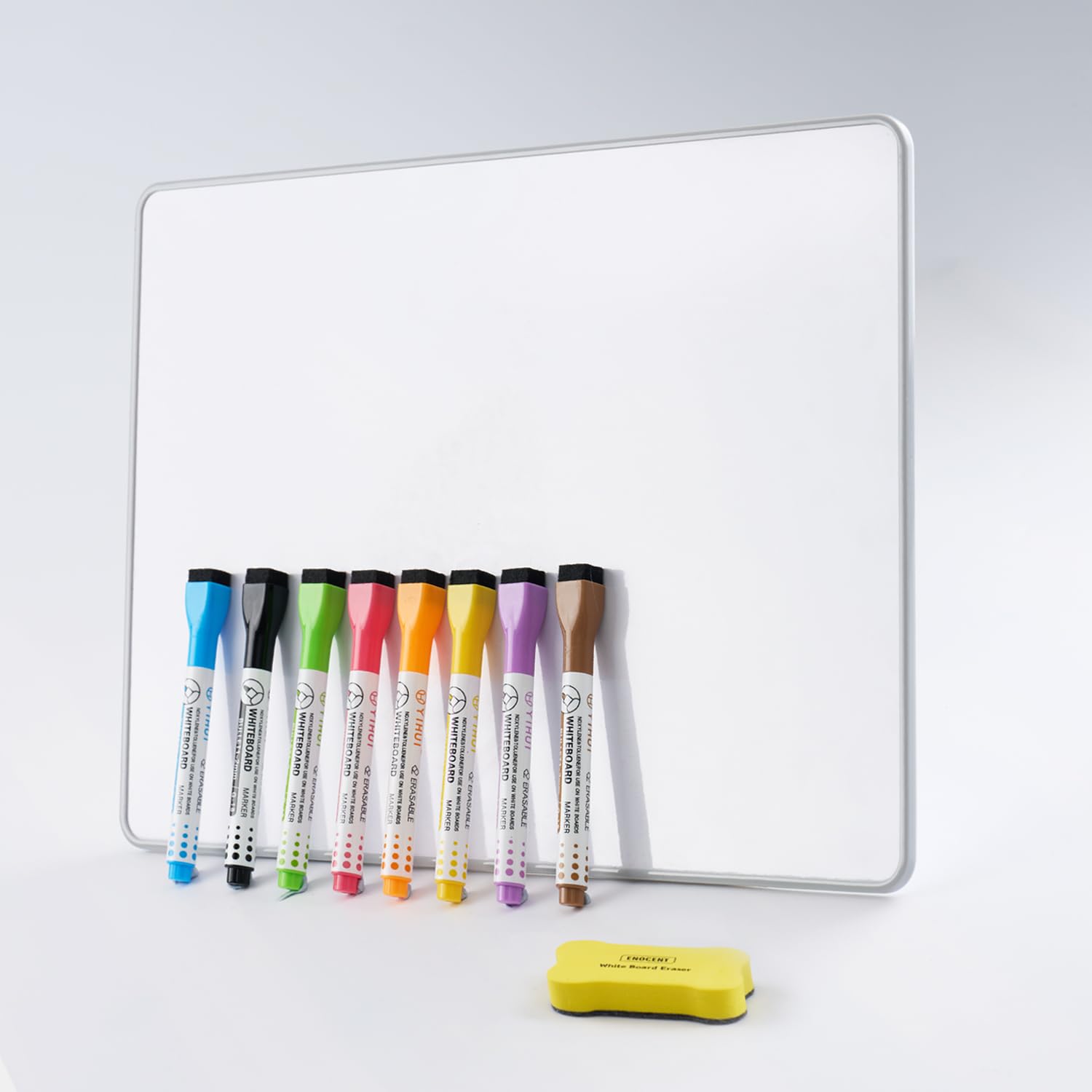 A3 Whiteboard with Grey Edging - Dry Erase Whiteboard with White Board Pens and Erasers, Smooth Writing, Double-Sided, Suitable for Kids Writing & Drawing, Home, Office, School, Classroom