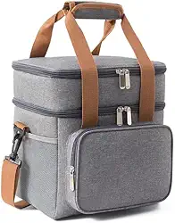 Bolsa Térmica Grande Espaçosa Dois Compartimentos Lancheira Para Marmita, Passeio, Escola, Faculdade, Trabalho Bolsa Para Marmita, Deluxe (Cinza)