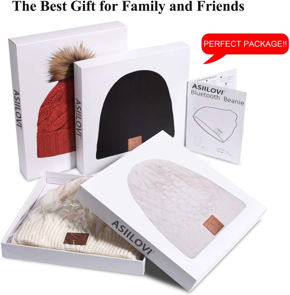 Chеареѕt 🛒 ASIILOVI Bluetooth Beanie, Bluetooth 5.0 Wireless Winter Warm Knit Hats Cap with Double Fleece Lined, Mic and HD Speakers, Gifts for Outdoors Family Thanksgiving Christmas-Unisex (001-Black)