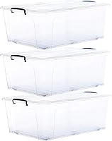 Vista 53 de Superio Cajas de almacenamiento transparentes con tapas, contenedores de plástico de 1.27 cuartos de galón para organizar, cajas apilables, sin BPA