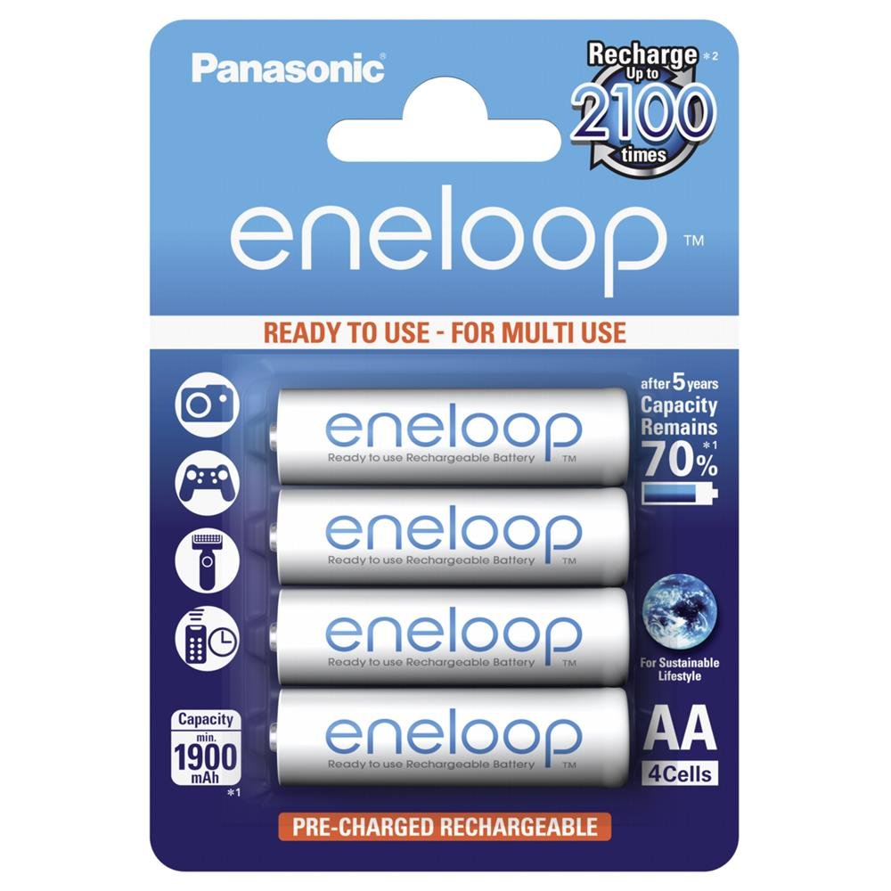 Panasonic BK-3MCCE/4BE Eneloop Mignon AA 1900 mAh Rechargeable Battery (Pack of 4) - 1