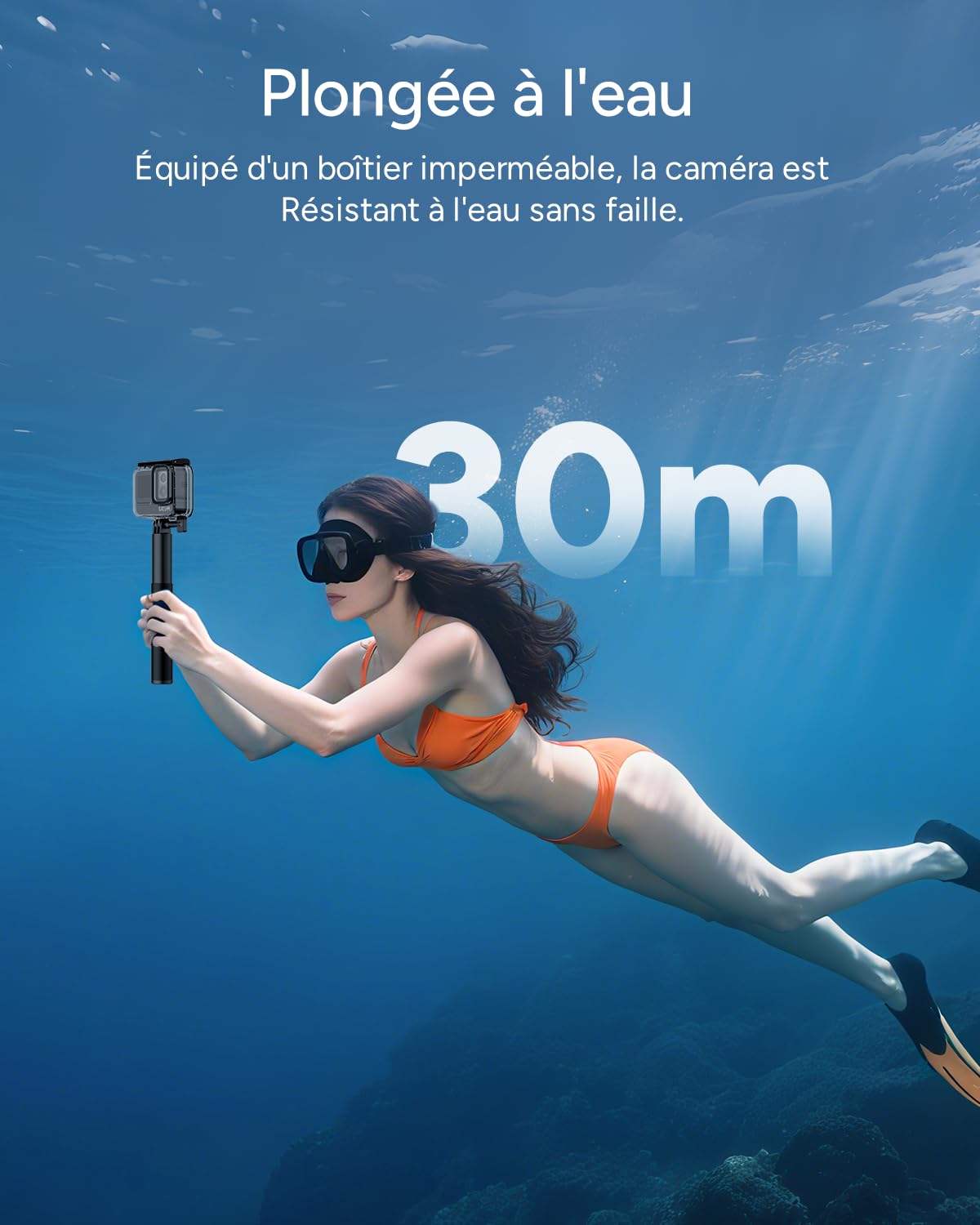 SJCAM SJ20 Caméra d'action 4K Double Objectif, Perche Selfie 8H, Super Nuit, Zoom 8X, 64G
