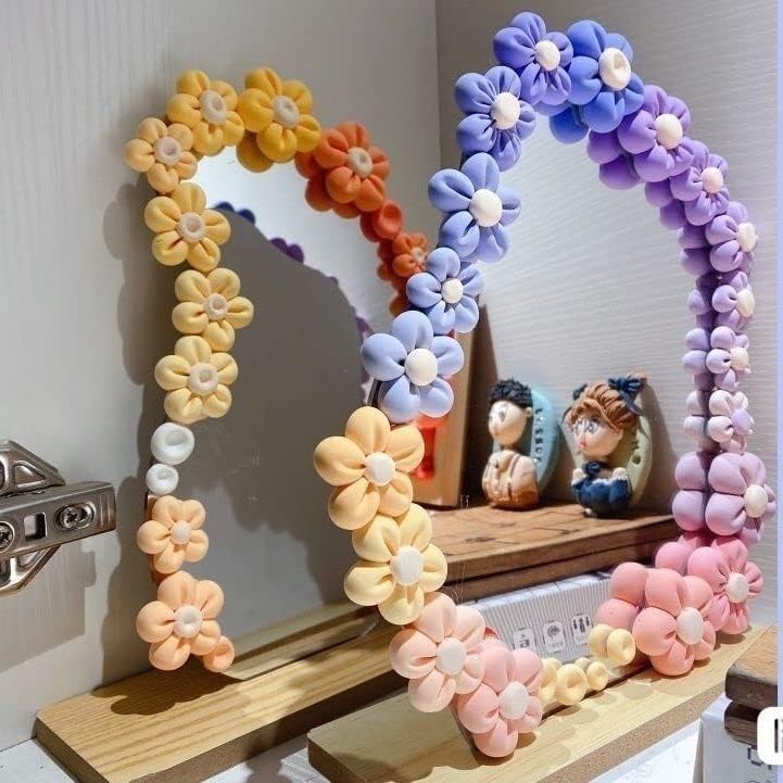 Miniatura 7 de Yuxuanish 30 flores de arcilla acabadas para bricolaje, 1.18 a 1.2 pulgadas, flores de arcilla con acabado hecho a mano para marco de espejo,