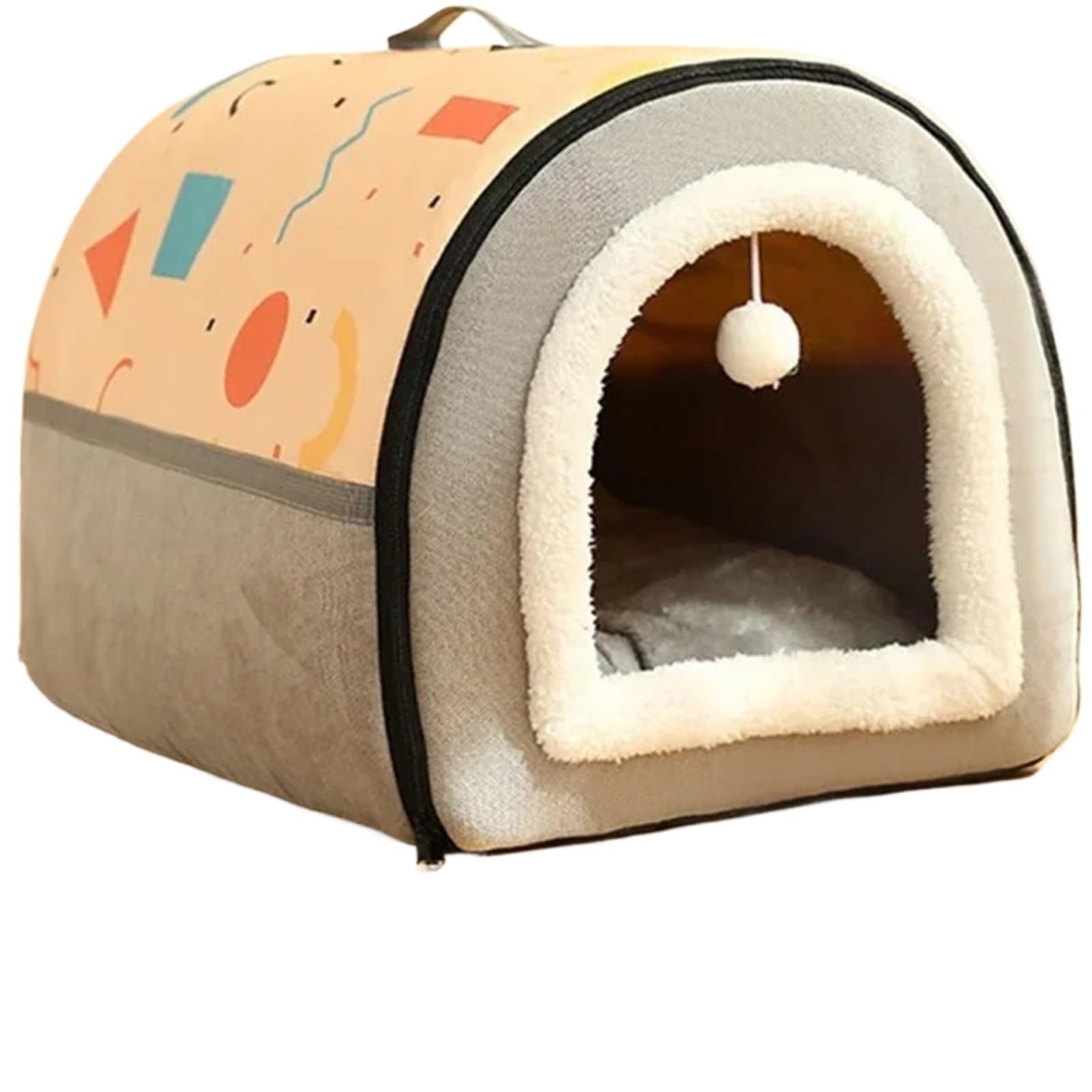 Caldo inverno gatto cane letto Mat Deep Sleep tenda accogliente geometrica casa nido rimovibile lavabile per cani di taglia media grande forniture per animali domestici (C,S 40 x 35 x 35)