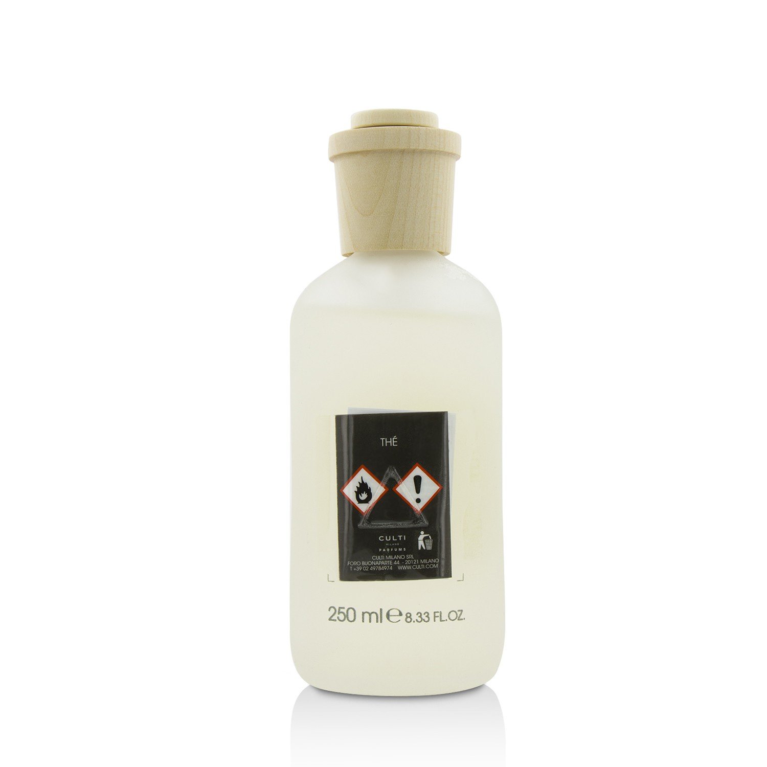 Culti Diffusor für Stäbchen im Stil, 250 ml, Milano-Duft, The-, Sencha- und Gayac-Holz, Brenndauer 3 Monate, Meterware von 10 bis 20 m²