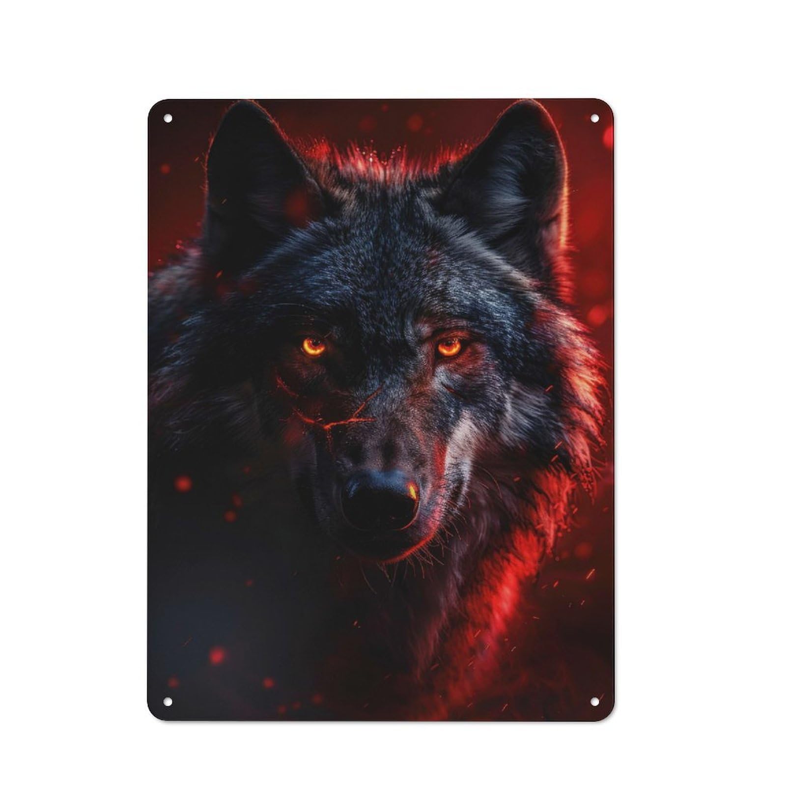 Junmoney Inferno Eyes Of The Wolf Retro Metal Plaque 40X30cm For Dining Room Or Kitchen, For Home Interiors, Feature Walls And Decorative Displays