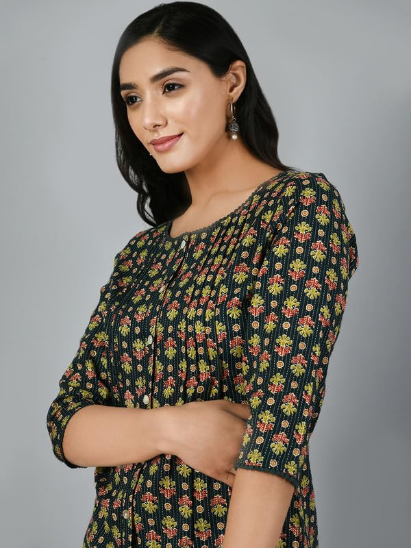 Image of Meesan Women's Casual Ethnic 3 /4 Sleeve Printed Tunic
