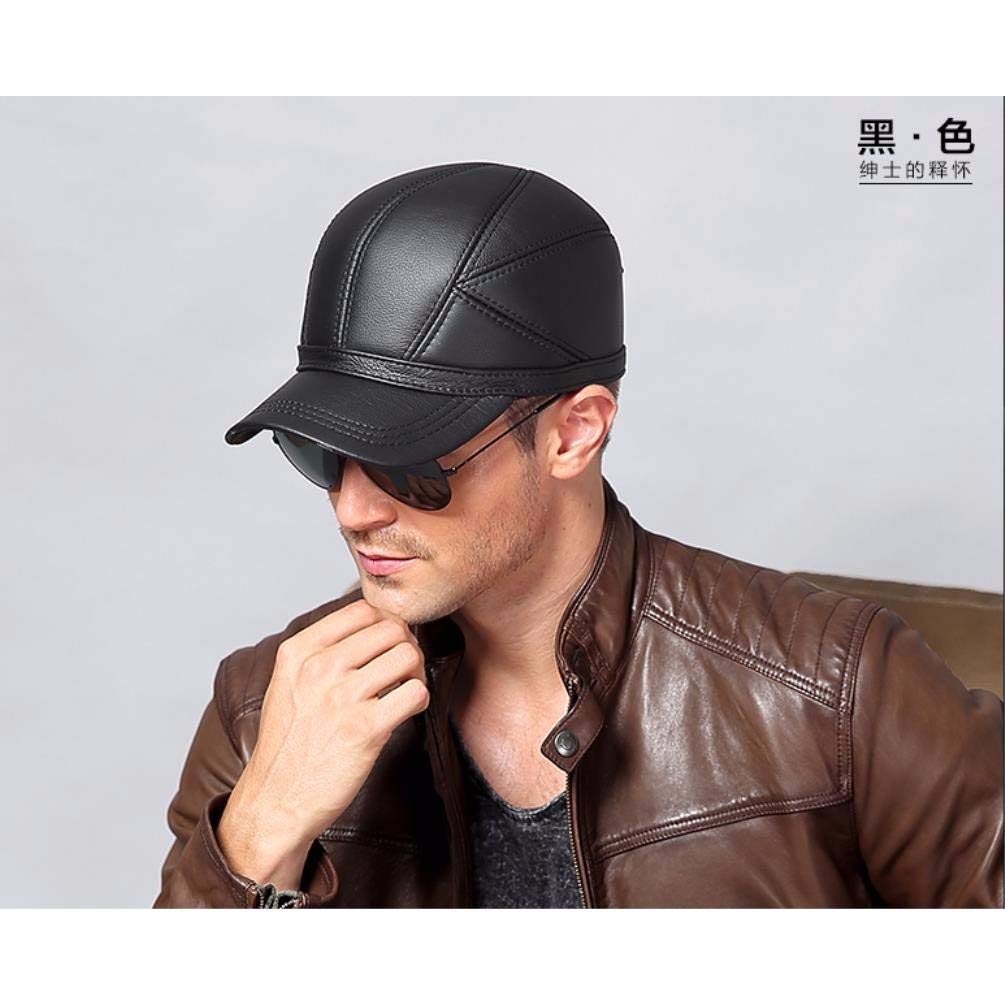 Cappello in Vera Pelle, Berretto da Baseball in Pelle Casual da Uomo Autunno e Inverno