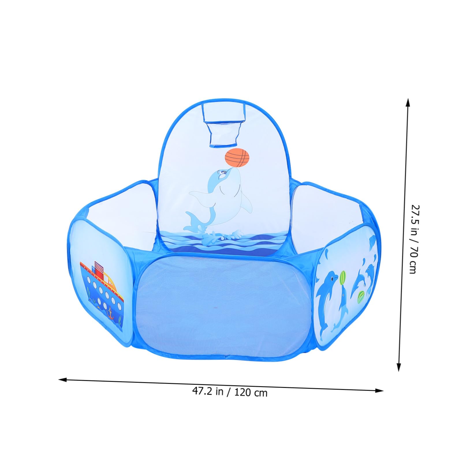 Piscina Palline per Bambini Delfino Pieghevole in Poliestere Blu