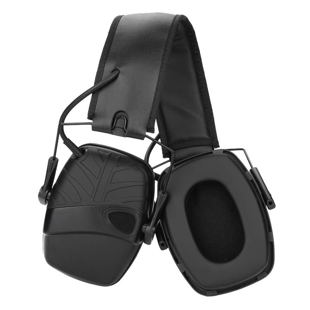 Vbestlife Orejera Deportivo de Tiro Electrónico Amplificación de Sonido Orejeras de Disparo Orejeras de Protección Auriculares con Reducción de Ruido Esponja Suave Cómodo de Usar(Negro)