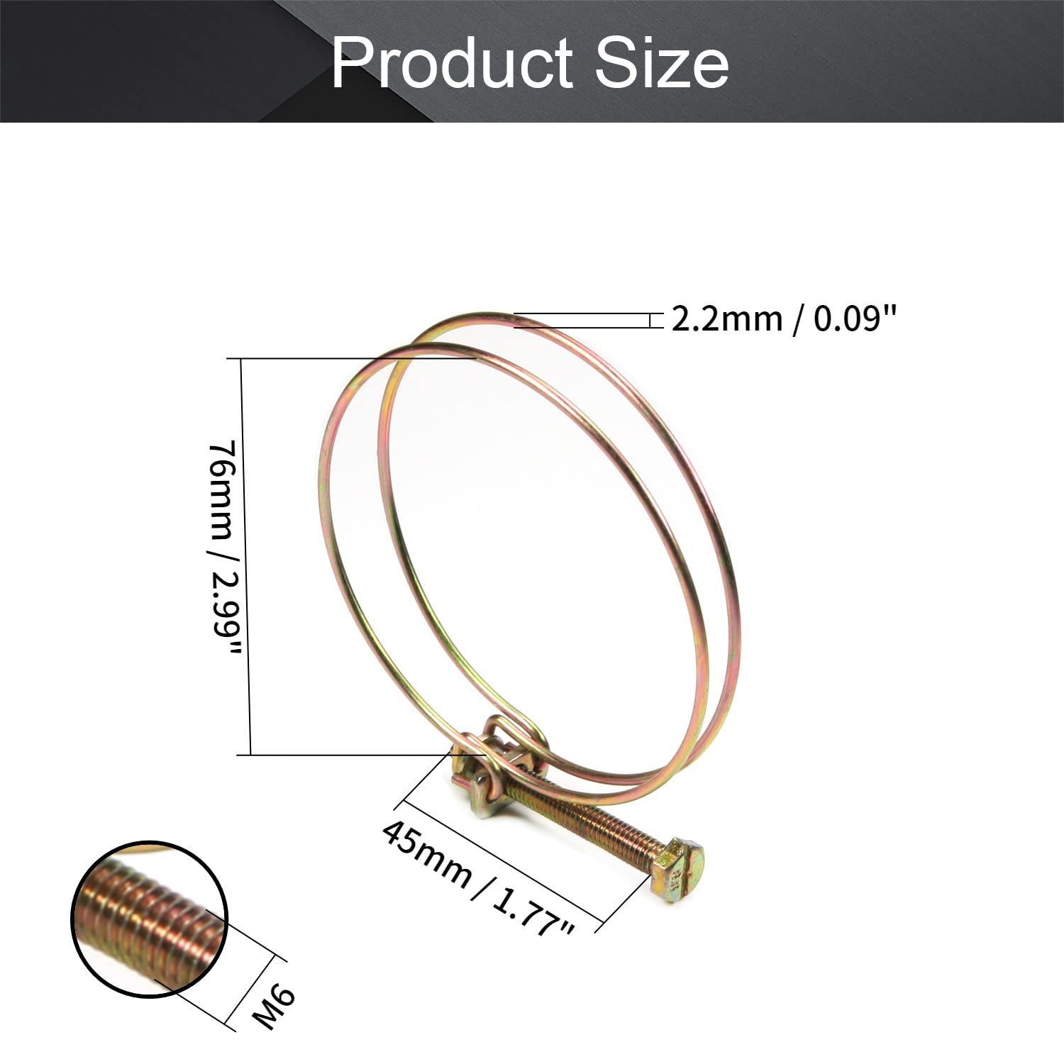 MroMax Stahldraht-Schlauchschellen, 5 Stück – Verstellbar, Verzinkt, Für Schläuche Bis 95 Mm Innendurchmesser