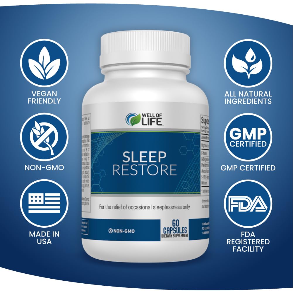 Well of Life Sleep Support Supplement with Melatonin, Magnesium & L-Theanine – Natural Sleep Aid for Adults, 60 Vegan Capsules — Amazon image 4