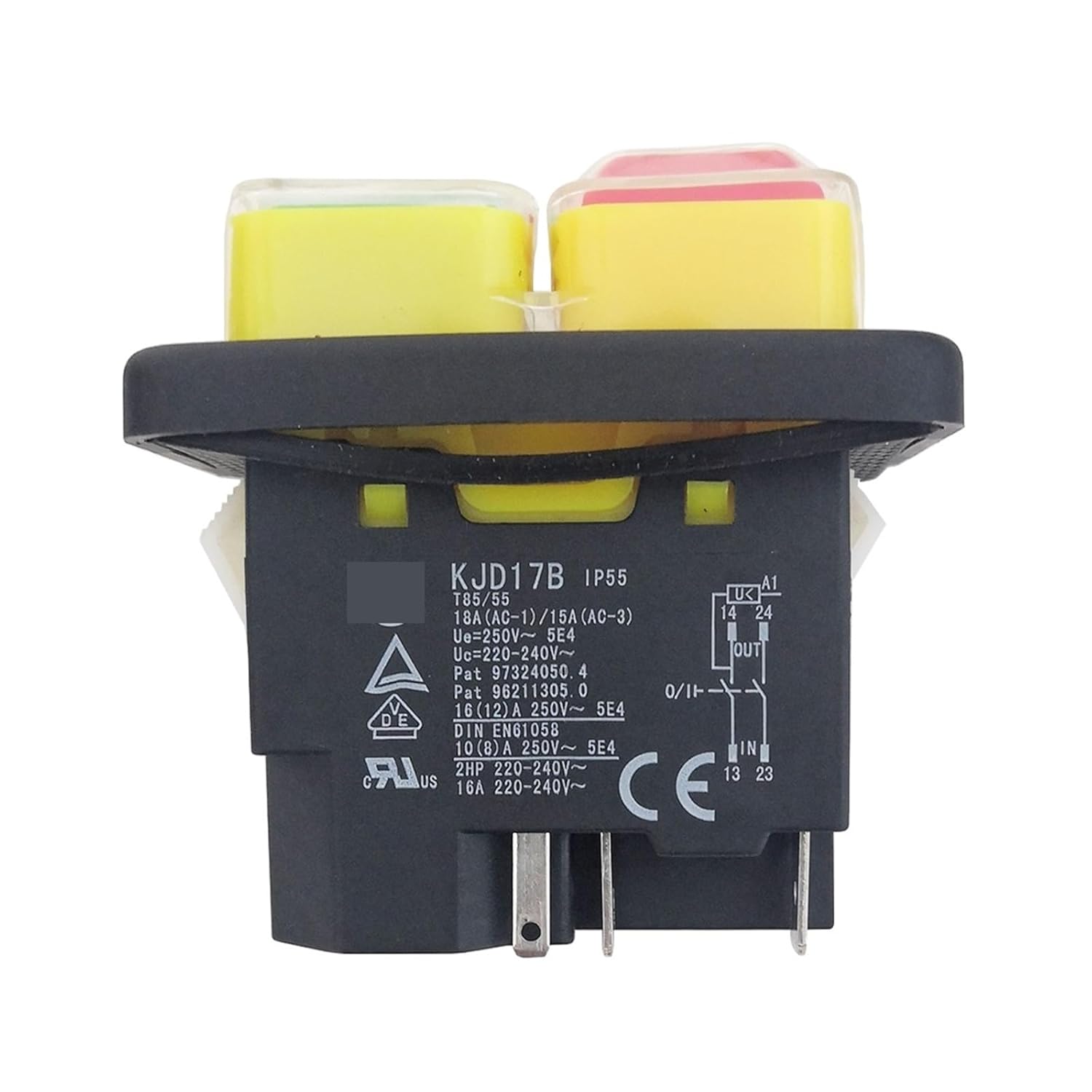 KJD17B Industrial Electromagnetic Pushbutton Switches Safty Switch for Lathes 2NO 5Pins