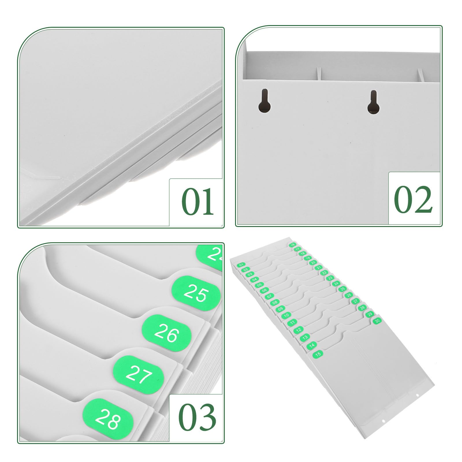 Zerodeko Support de Cartes de Présence en Plastique 30 Pochettes, Étagère de Rangement Multifonction Pratique pour Bureaux et Cuisines