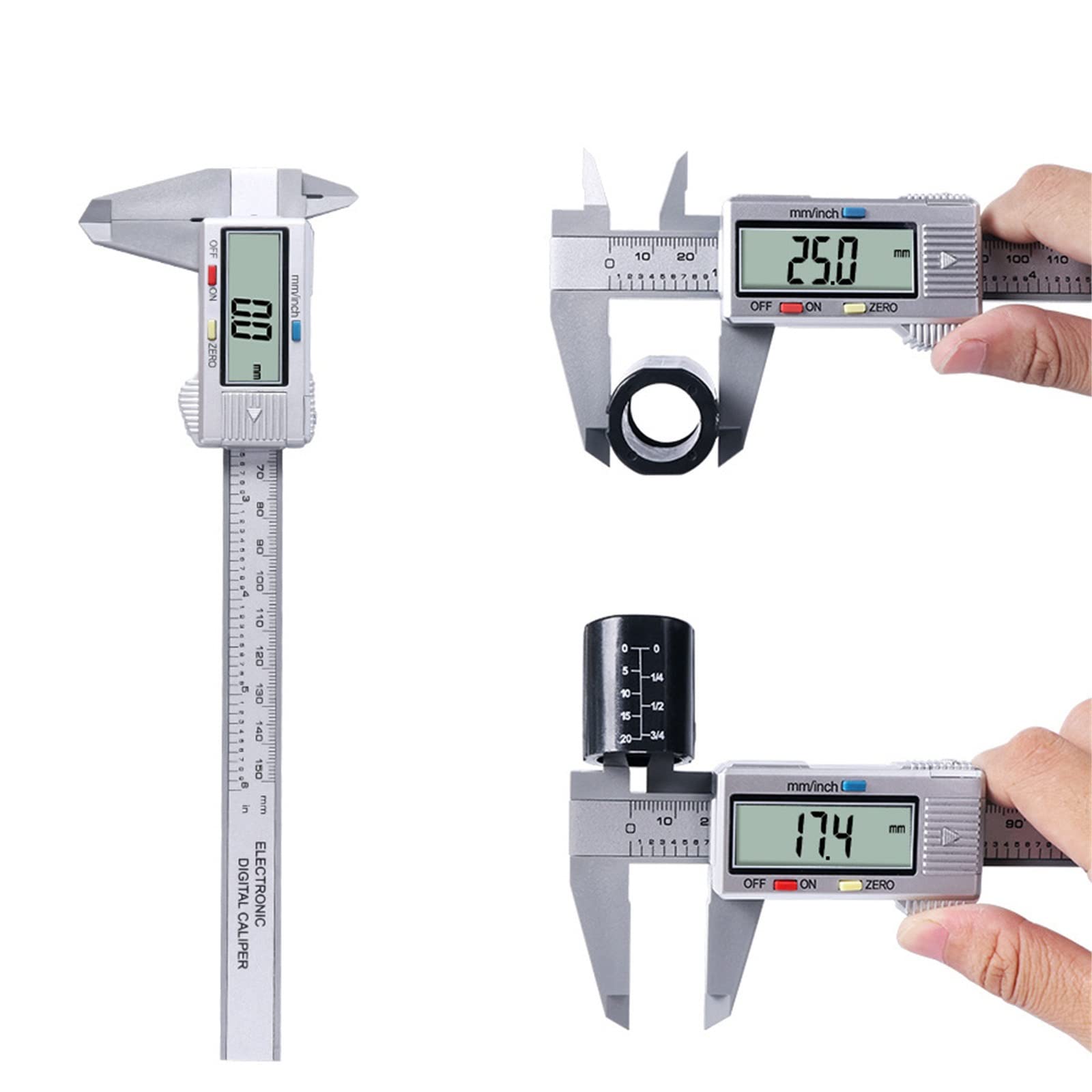 Calibrador Electrónico Digital De 150 Mm con Pantalla Grande De 6 Pulgadas para Uso Doméstico E Industrial.,Silver-0-150mm