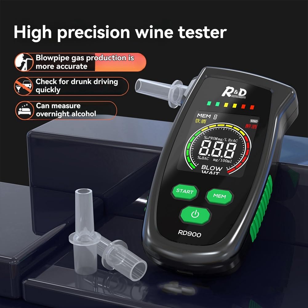 Alcoholímetro Digital Portátil con Pantalla LCD, Detector de Alcohol de Alta Precisión, Dispositivo Portátil de Prueba de Alcohol