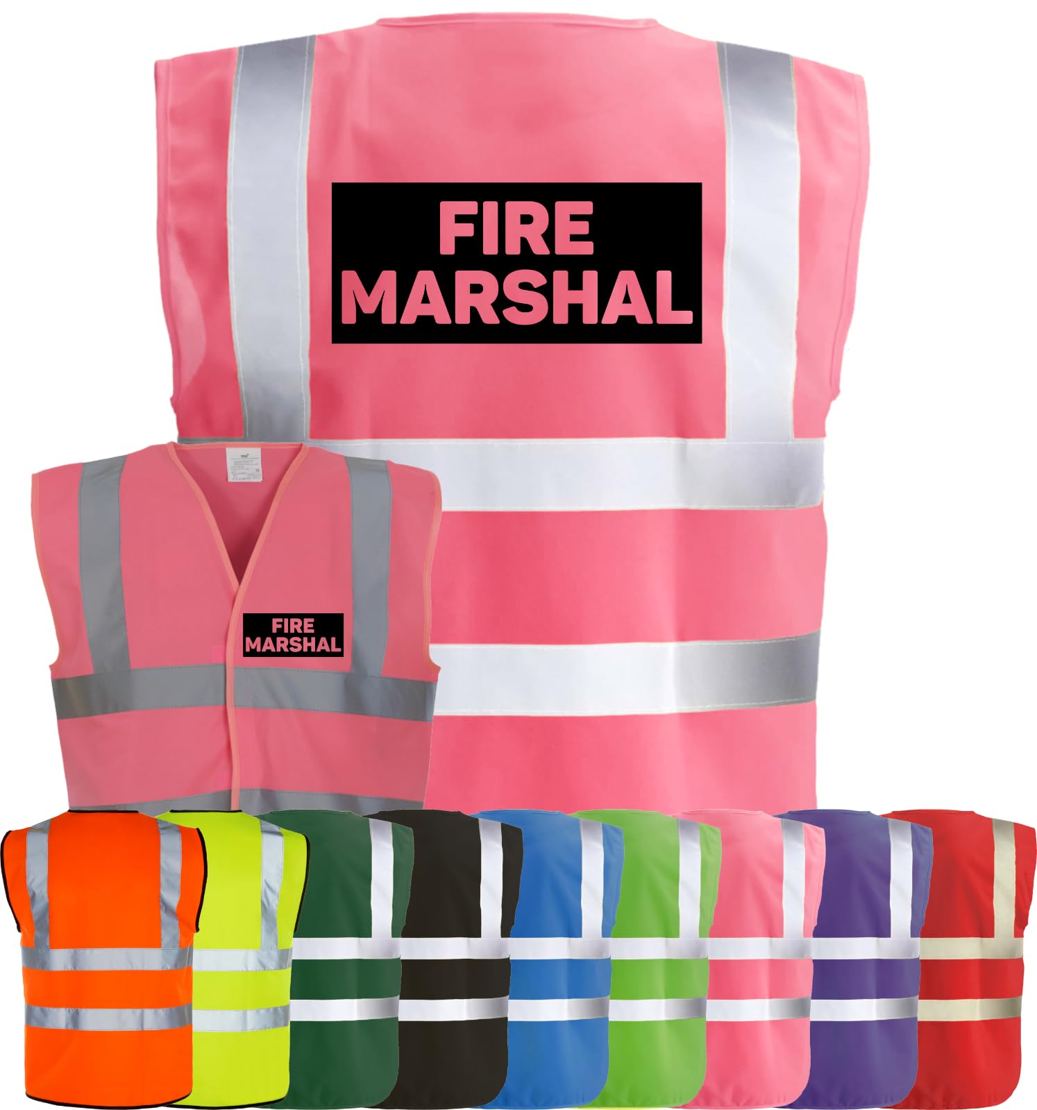 Corporate Togs FIRE MARSHAL Hi-Vis Safety Vest - High-Visibility Waistcoat Tabard, British Standard CE Marked, Fastening Vest | Protective Safety Wear