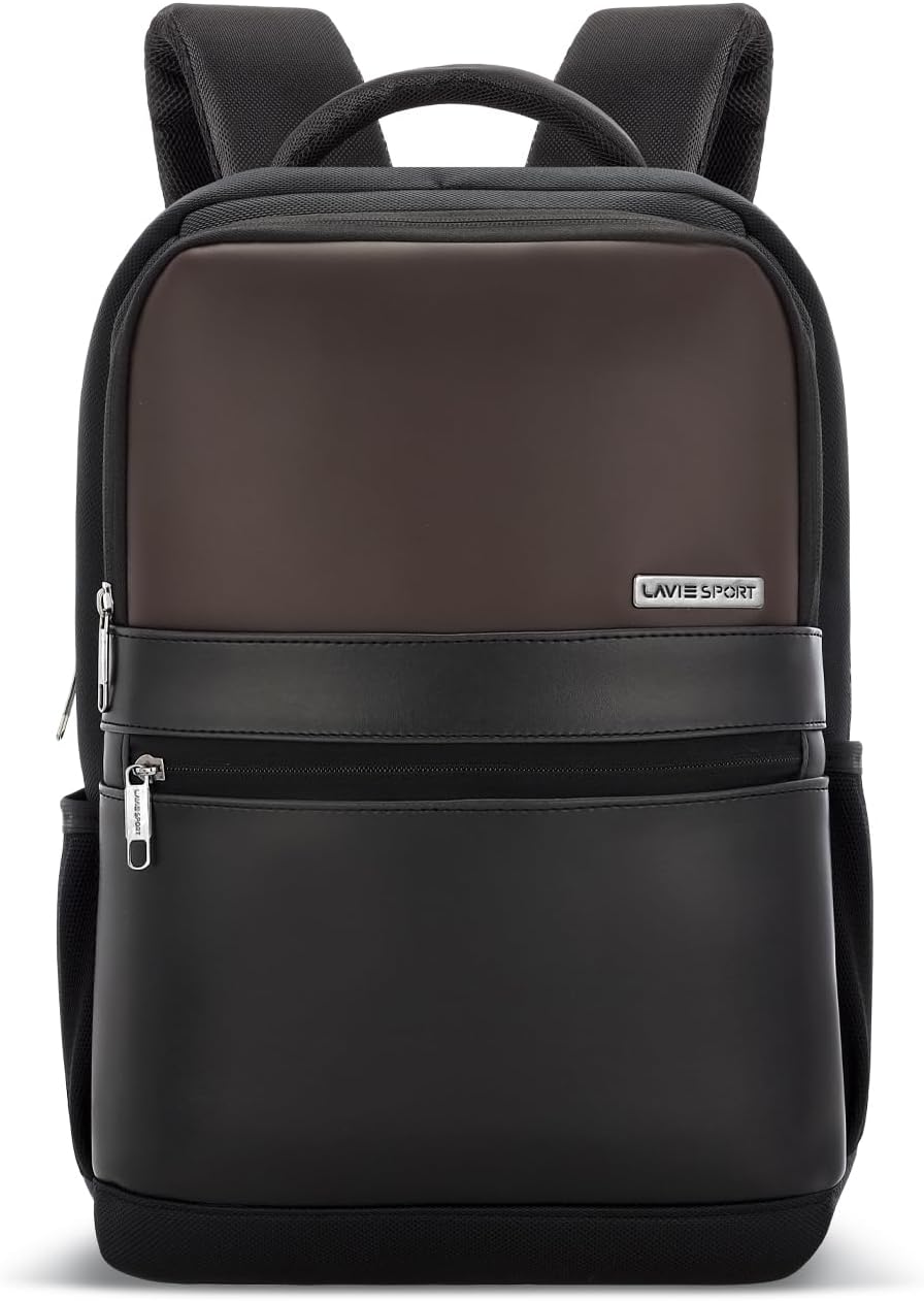 45cm Pioneer 24 Litres Laptop Backpack with Trolley Sleeve For Men & Women|Vegan Leather|Office Travel Backpack|Front organizer|Bottle Holder|Fits upto 14" Laptop