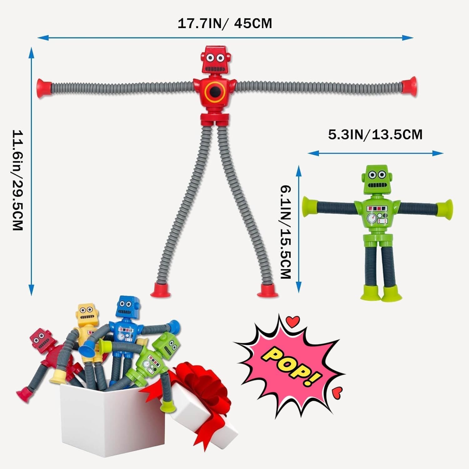 Teleskopowa przyssawka, robot, 4 sztuki, zabawka sensoryczna, robot, pedagogiczna, odprężająca zabawka dla dzieci, prezent na imprezę dla chłopców i dziewczynek