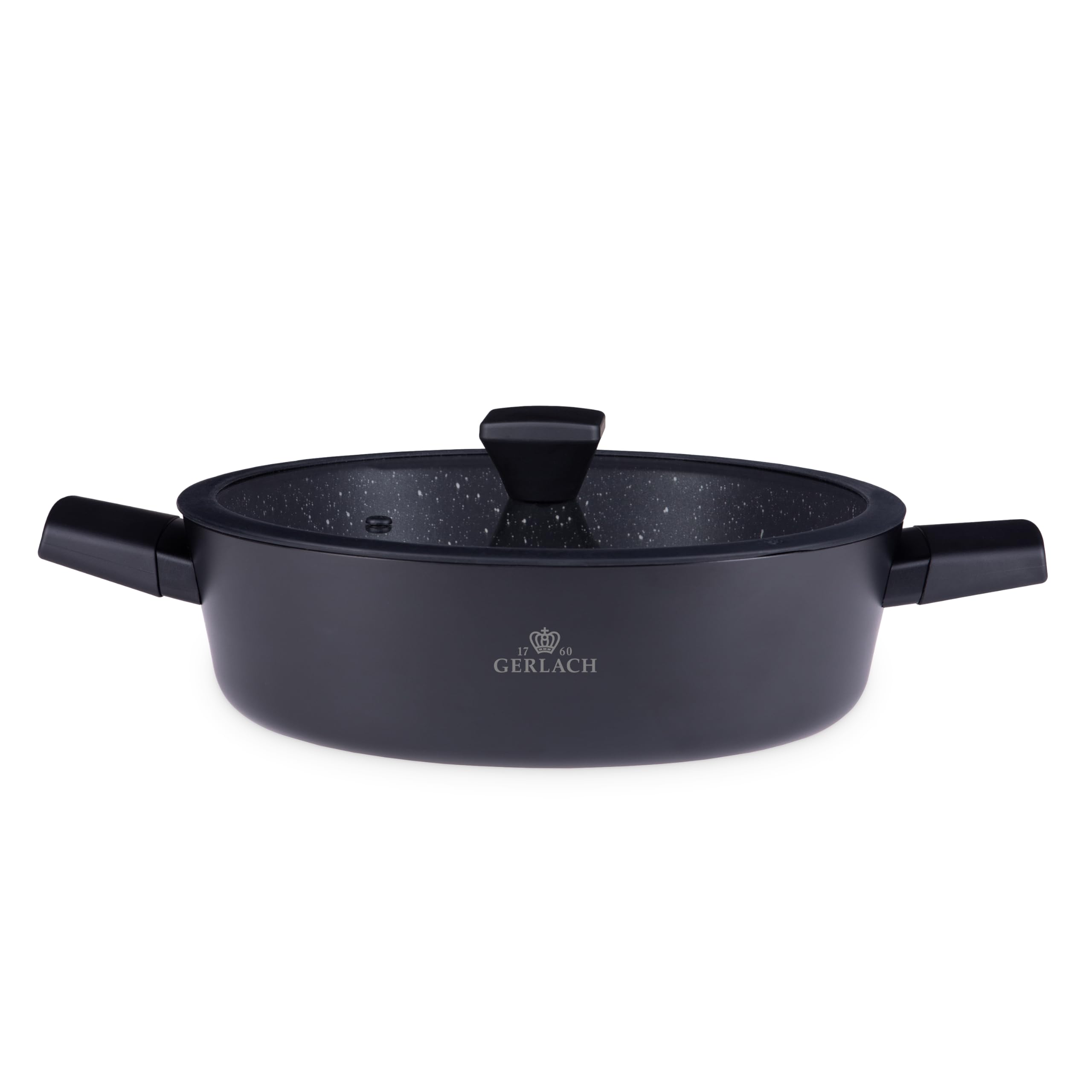 Gerlach Granitex Garnek Z Powłoką Ceramiczną Garnki z Pokrywką Indukcja Elektryczne Gazowe Ceramiczne Kuchenki Czarny 28 cm 4,4L