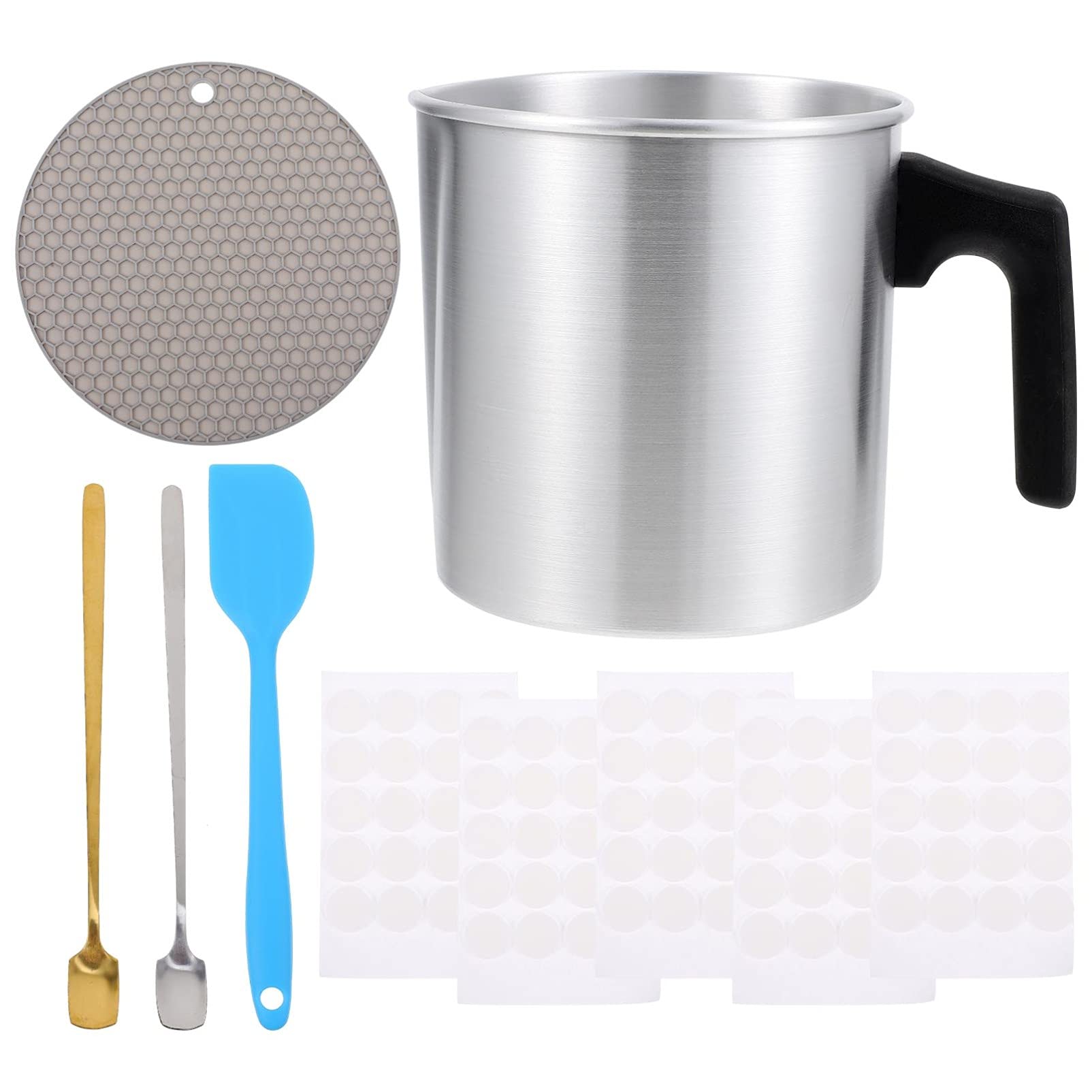 NUOBESTY Kit pour Fabrication de Bougies DIY Pot à Verser en Acier Inoxydable 1,2 L Facile à Utiliser pour Débutants et Professionnels Lors de Fêtes Couleur Aléatoire