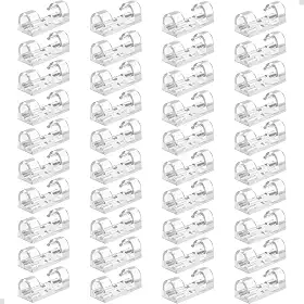 Kit 40 Organizadores De Fios Cabos Cordões Arame TRANSPARENTE Com Adesivo - Clips Organizador Fios Cabos Abraçadeira Autoadesivo Para Escritório Casa Mesa Parede Móveis Aderente Autocolante