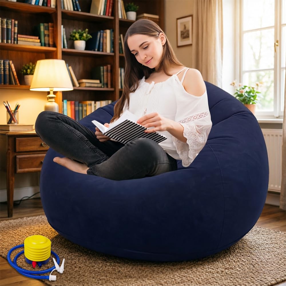 Pouf gonflable pliable avec pompe pour stopper l'encombrement des petits espaces