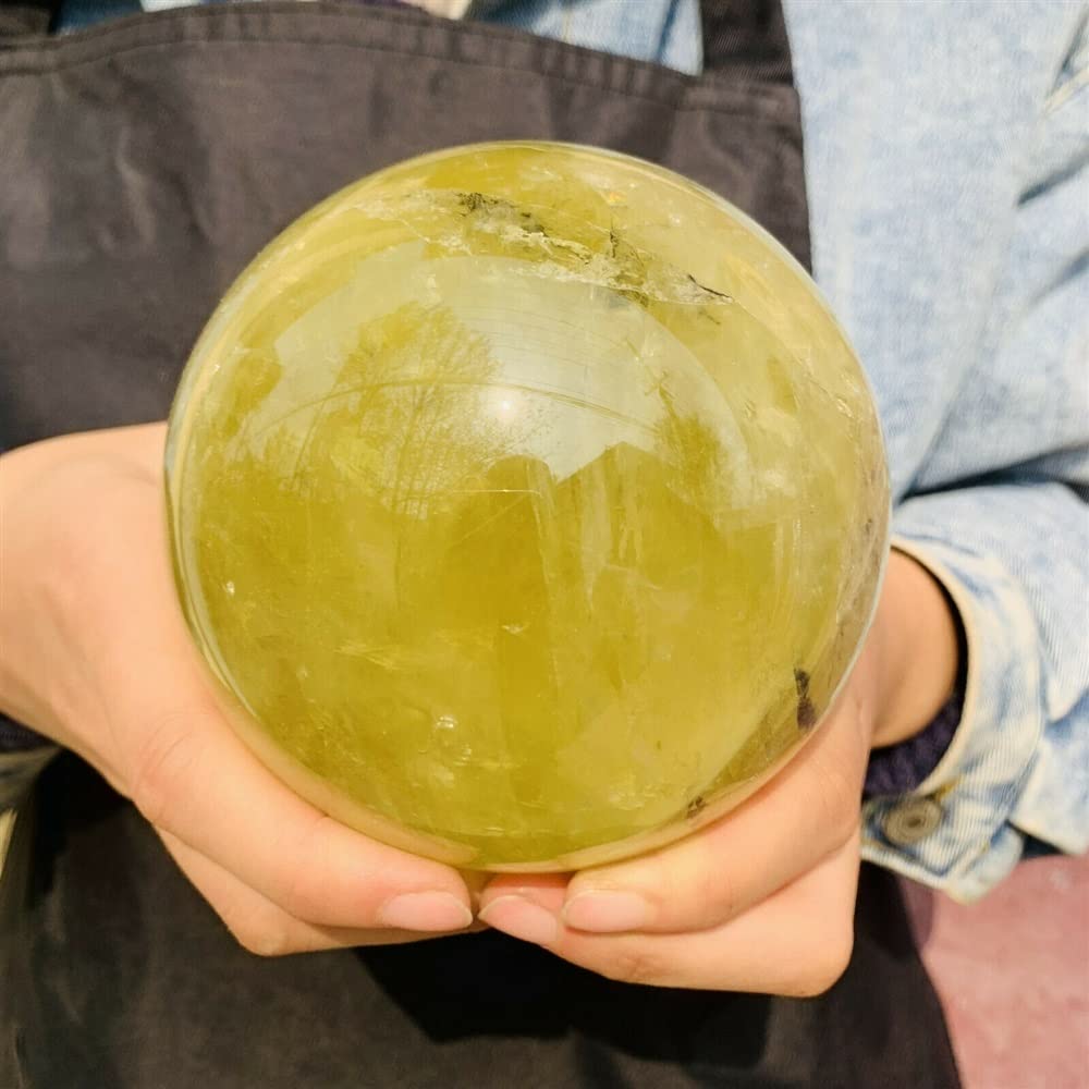 Medytacja dom Naturalny cytryn Kryształowa kula żółta kula kryształowa surowy kamień blok otwór biuro ozdoby odgaussing (rozmiar: 55-60 mm)