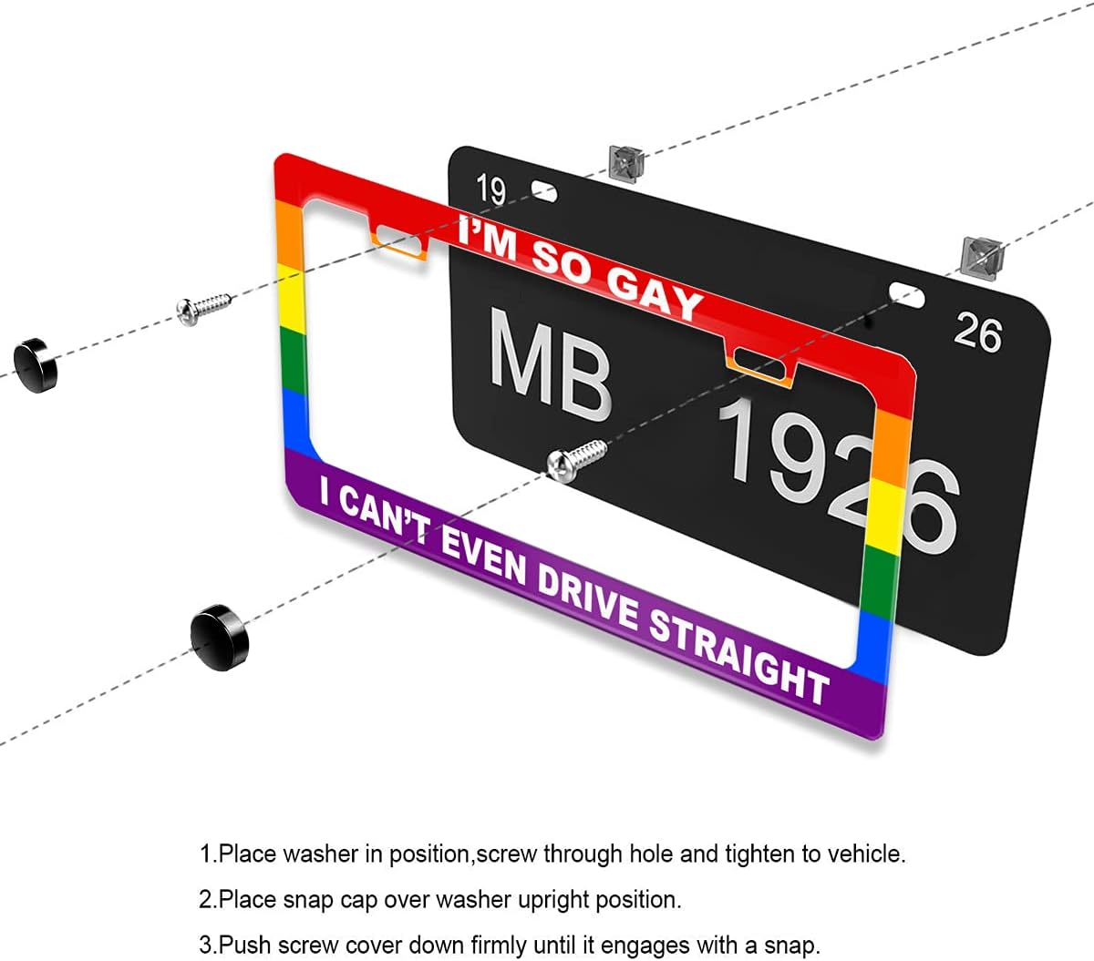 License Plate Frames I'm So Gay I Can't Even Drive Straight and Follow Me to The Gay Bar Bundle image 5