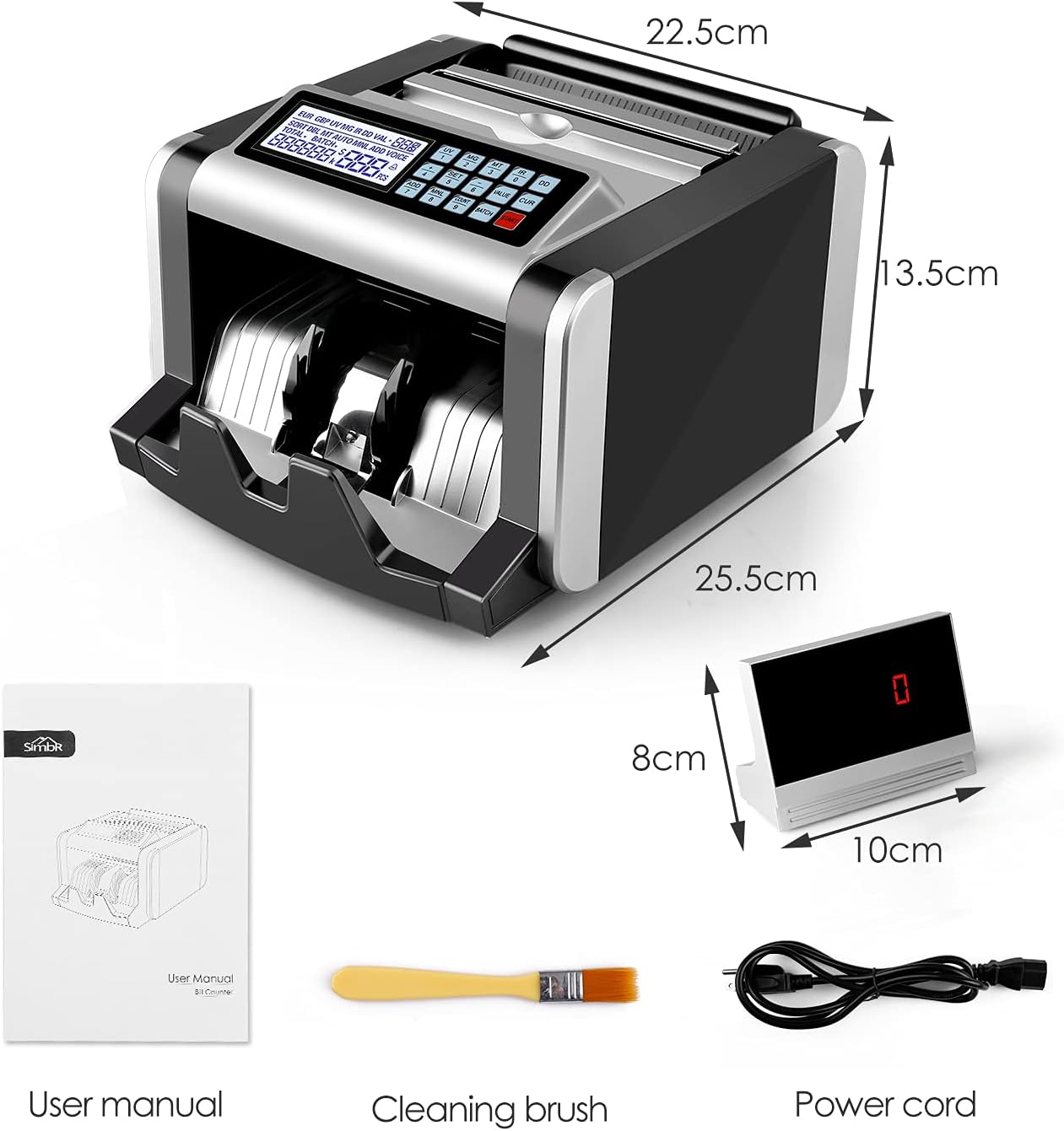 Money Counter Machine with UV/MG/IR Counterfeit Detection, Portable Bill Counting Machine with Add & Batch Modes, LCD Display, 1,000 Bills/Min : Office Products