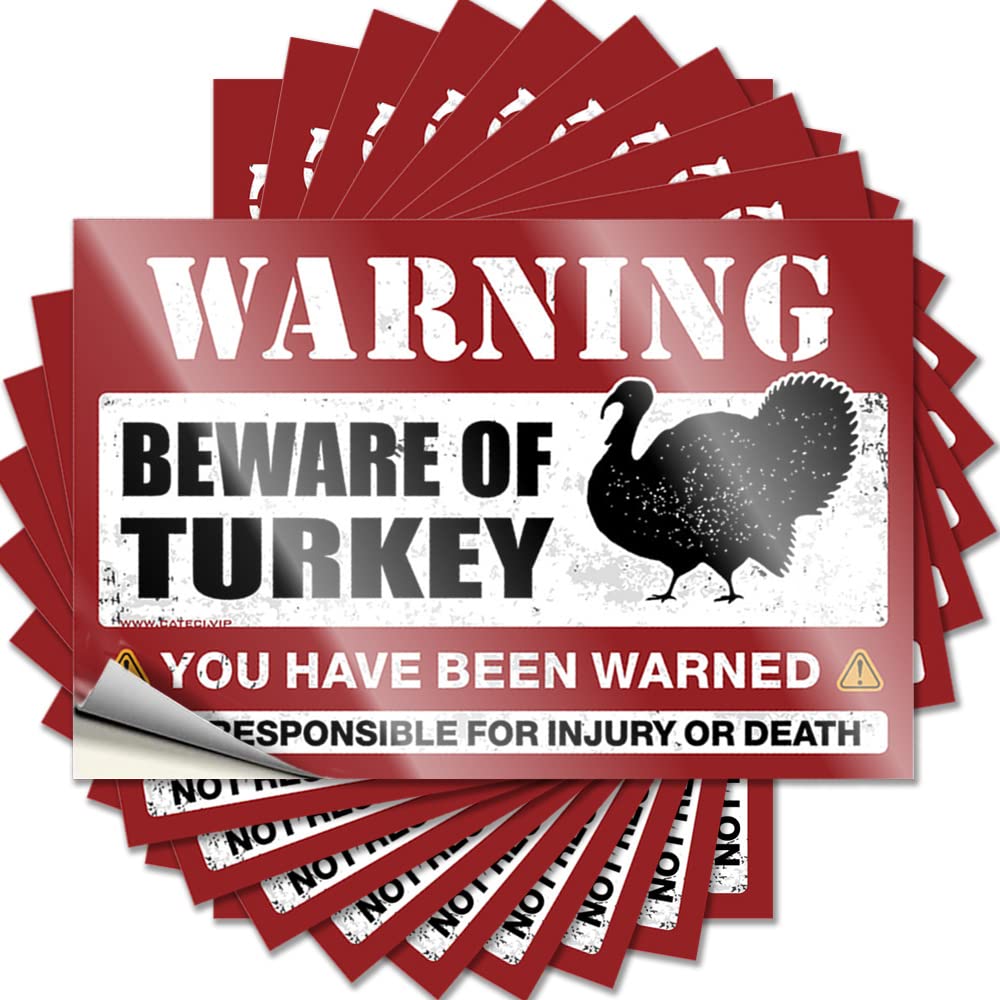 Mechanic Stickers Beware of Turkey Funny Sticker 10 Pcs Car Stickers and Decals Car Warning Sticker(12X18CM)