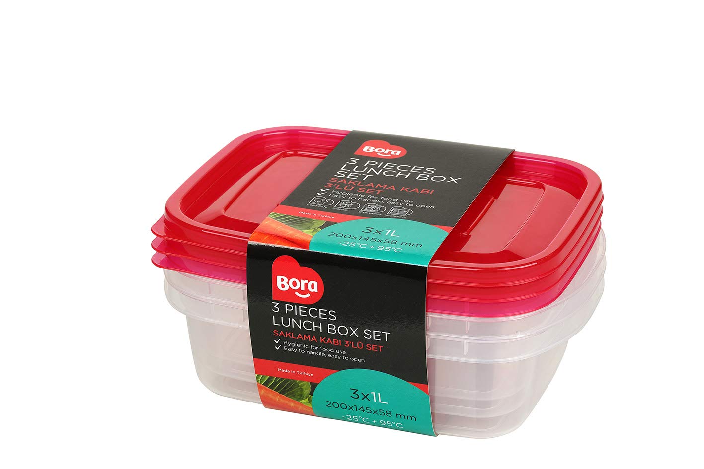 Bora Saklama Kabı Oval Sığ 3 ' Lü Set, 1Lt