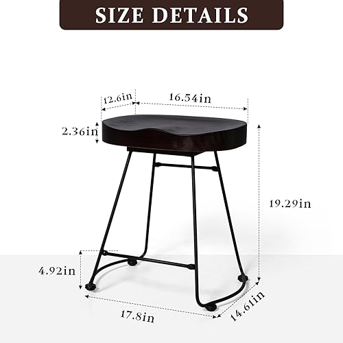 Miniatura 3 de Juego de 2 taburetes de bar modernos, sillas de comedor estilo rústico retro americano, taburete de bar corto de madera de mediados de siglo con