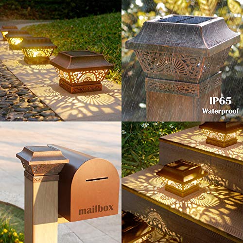 image for DenicMic 2 Pack Solar Cap Lights Outdoor Waterproof Metal Warm White L