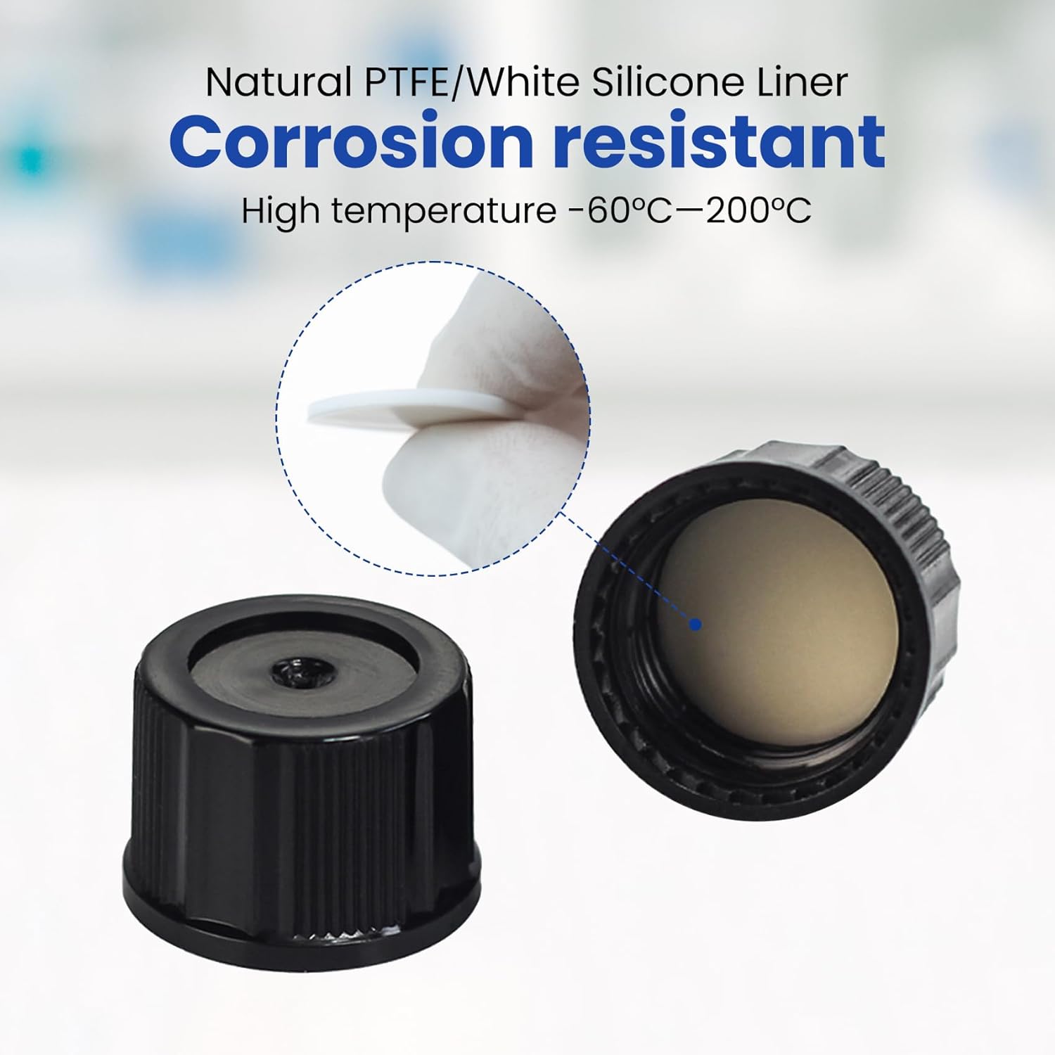 ALWSCI 144 PCS 2 Dram (8 ml) Clear Borosilicate Glass Liquid Empty Sample Vials, 17 mm Diameter x 60 mm Length, 15-425 Black Screw Caps with Natural PTFE/White Silicone Liner