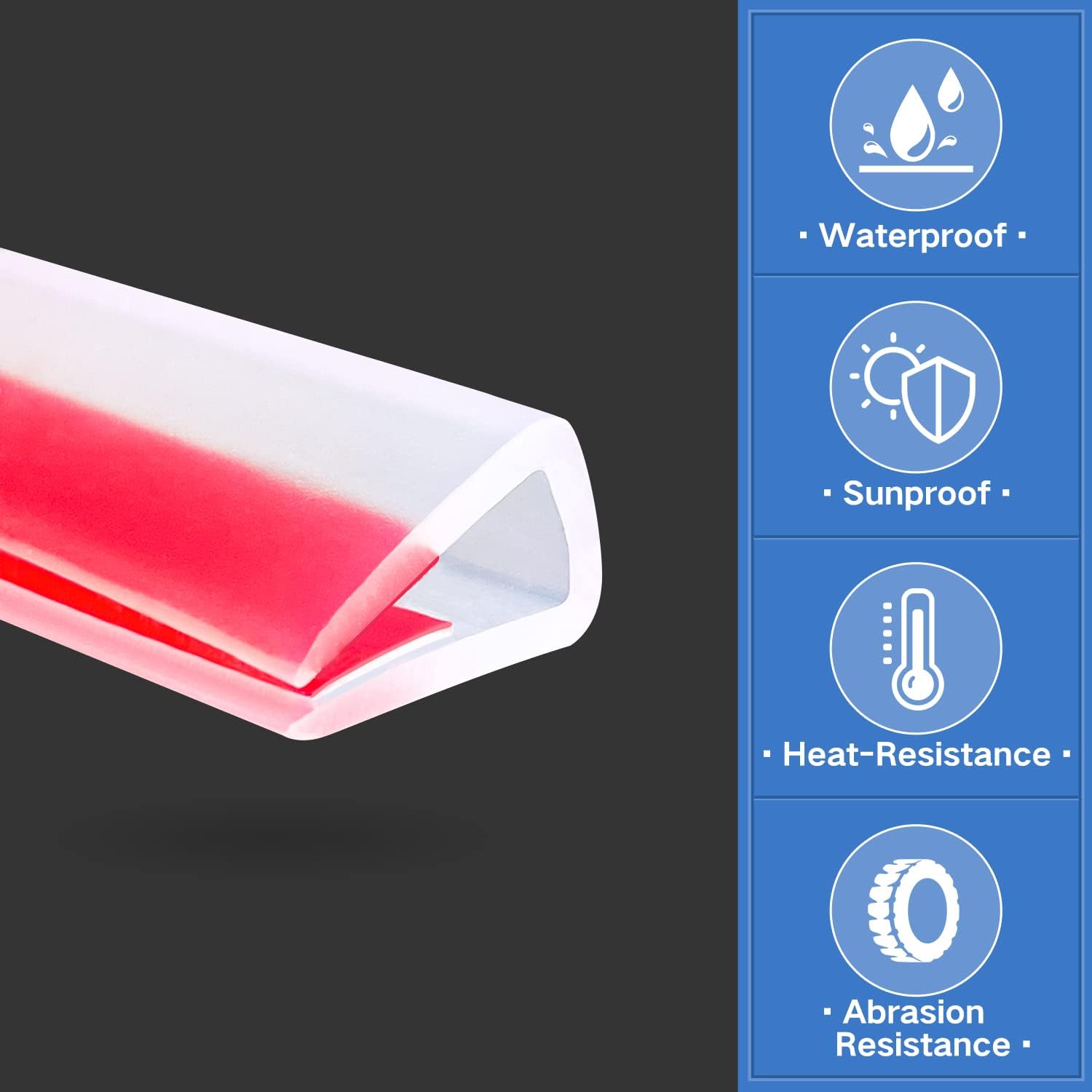 Clear Rubber Edge Trim, Self-Adhesive Silicone Edge Trim, Edge Protector for Sheet Metal, Glasses or Flexi Glasses, Silicone Rubber Material, Transparent Color, Fit 1/4"(6mm), U Channel Edge Guard