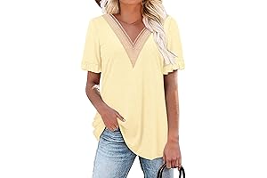 Womens Deep V Neck Short Sleeve Tunic Tops Plus Size Spring Fashion