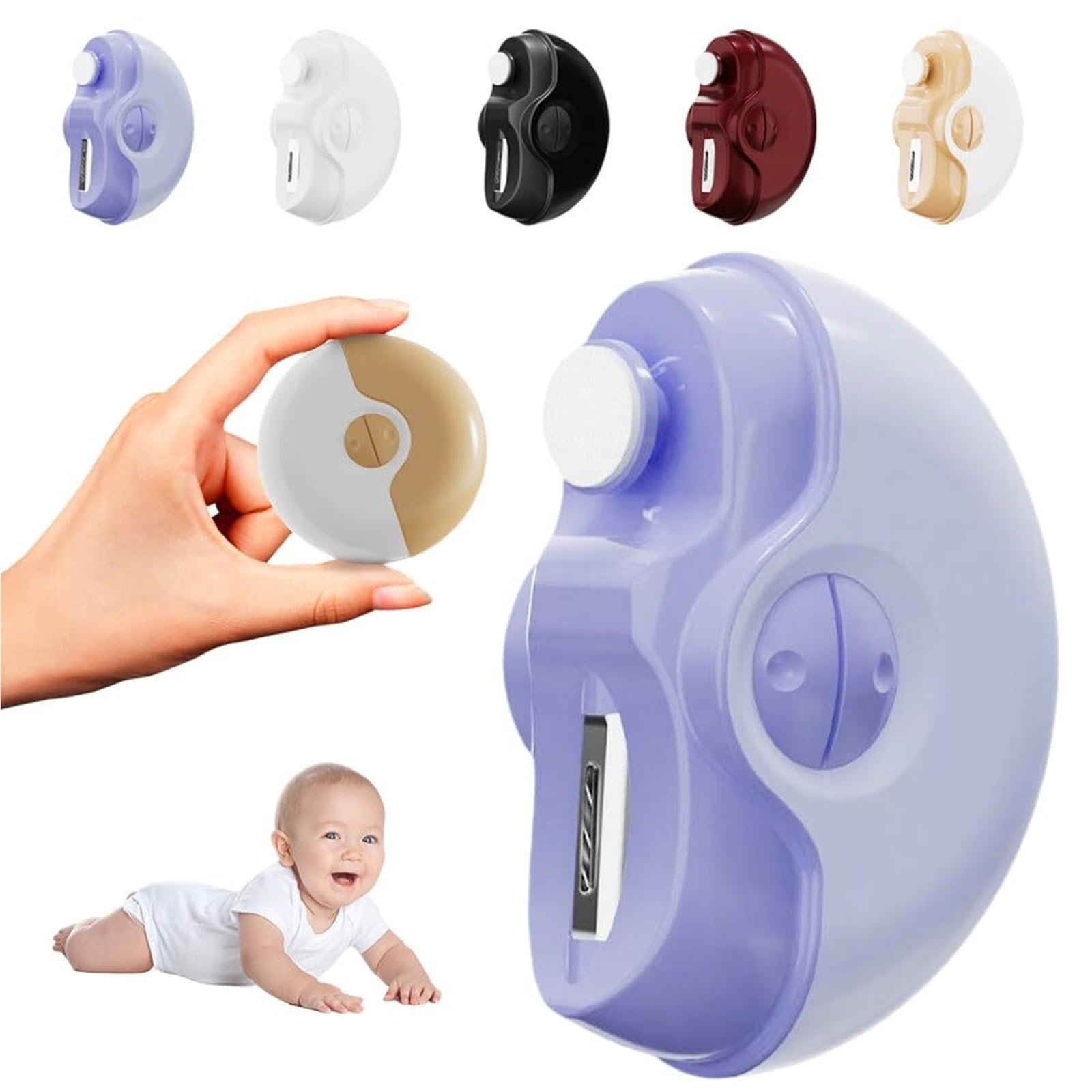 Cortaúñas eléctrico, cortaúñas eléctrico de carga inalámbrica de 2 velocidades, cortaúñas eléctrico, seguro para bebés, niños, adultos, personas mayores (morado)