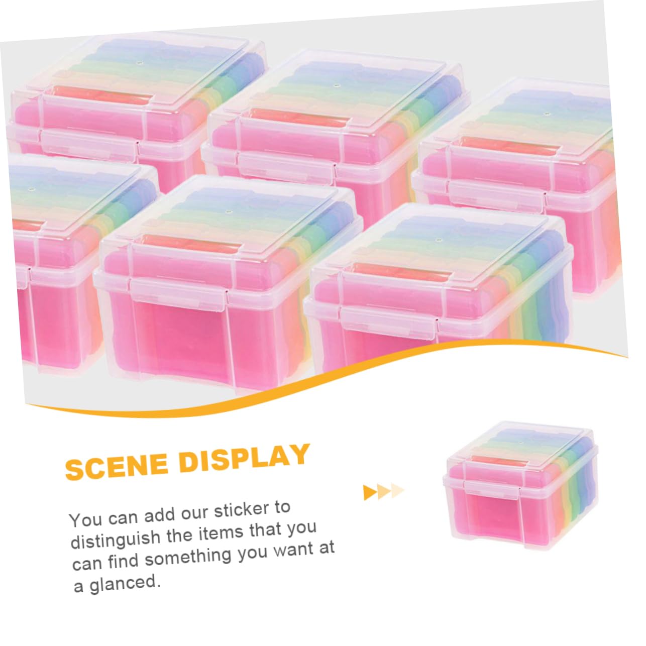 WOONEKY Fotoaufbewahrungsbox mit Trennwänden Kartensortierfach für Grußkarten und Fotos Transparente Kunststoffbox 6 Stück