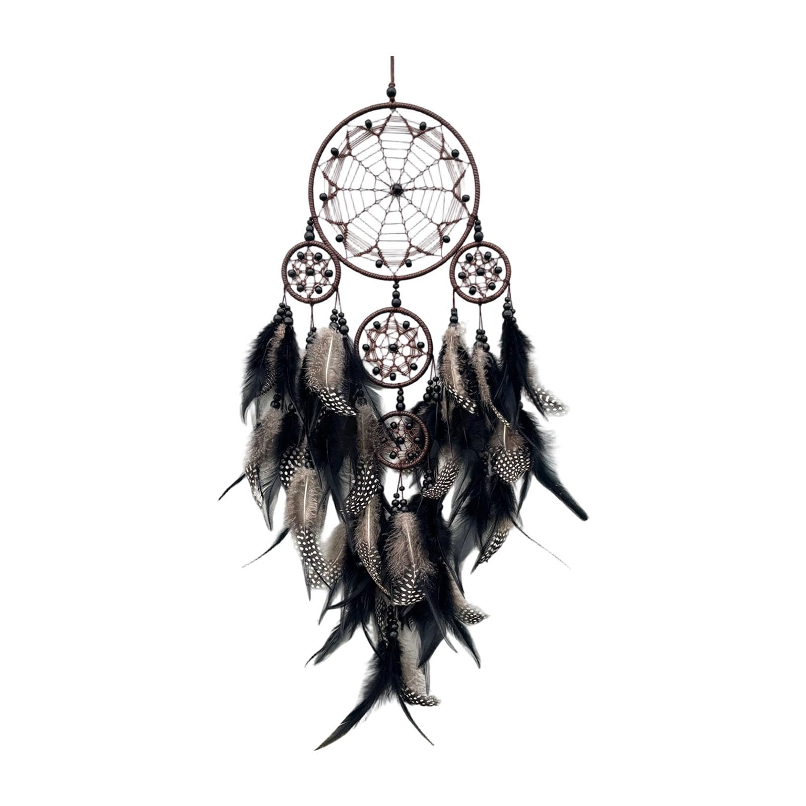 Stylish Tribal Ethnic Dreamcatchers Hanging Decors for Bedroom Living Room with Feathered and Colorful Beads Wall Art Hanging Decors