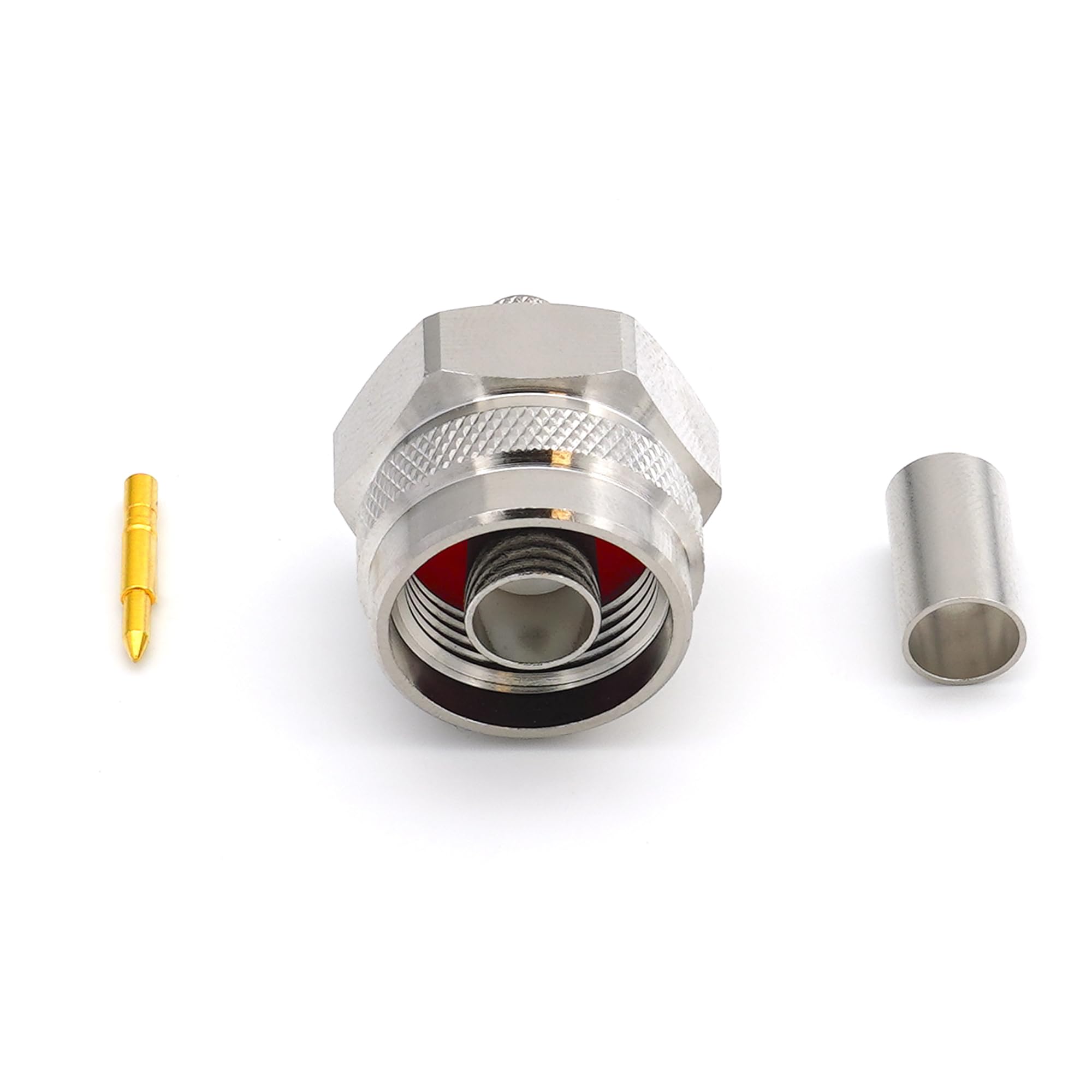 N Male Crimp Type LMR240 LMR-240 RG59U RG8X RG-8X N-Type Hex Head Plug RF Coaxial Cable Connector Nickel Plated With Gold Plated Pin (Pack of 10)